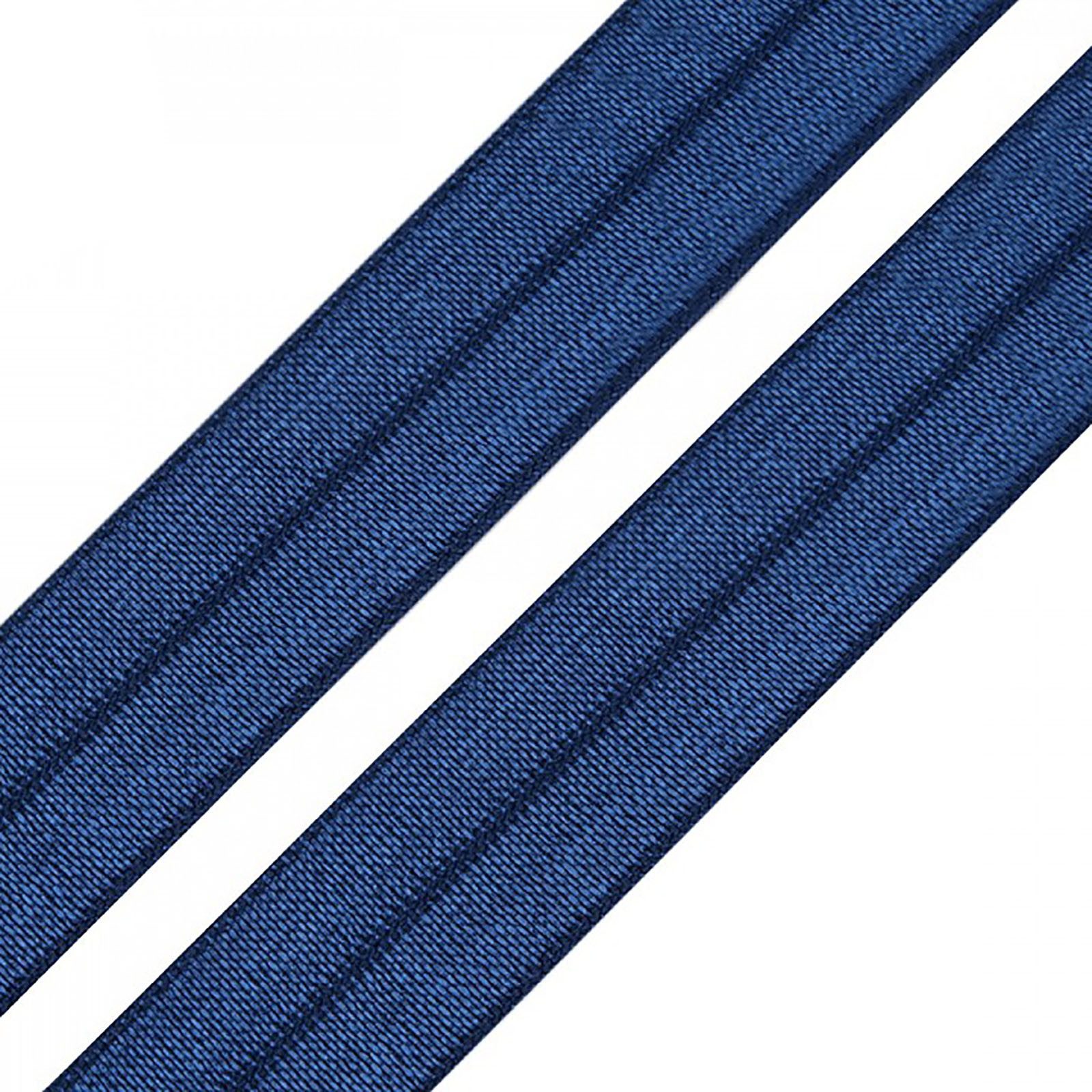 maDDma Satinband 1m Einfassband 20mm hochelastisch 44% Elastan gefalzt Faltgummi, marineblau