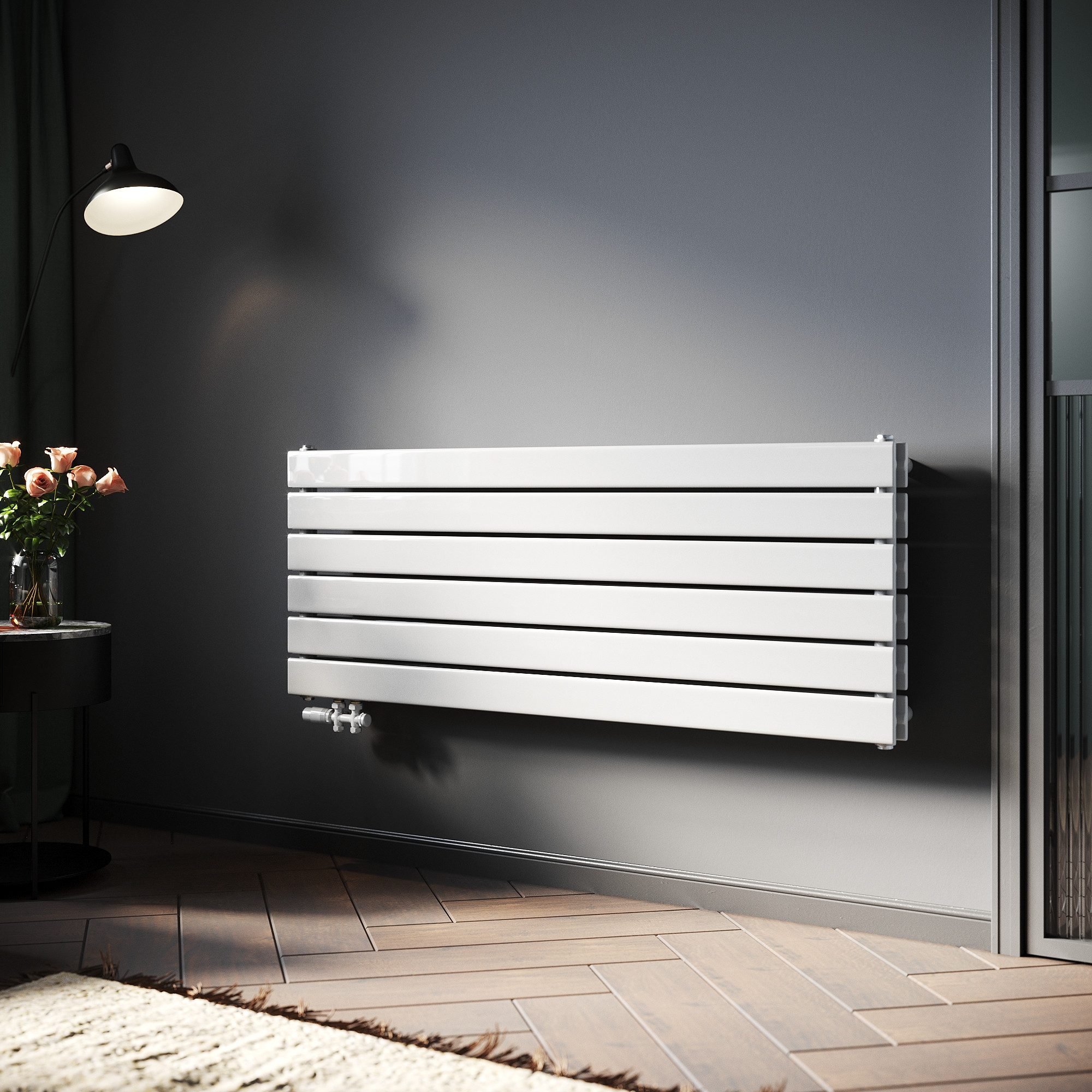 SONNI Heizkörper Heizkörper Wasserbeheizte Heizkörper,Breite 1200mm,Schwarz günstig online kaufen