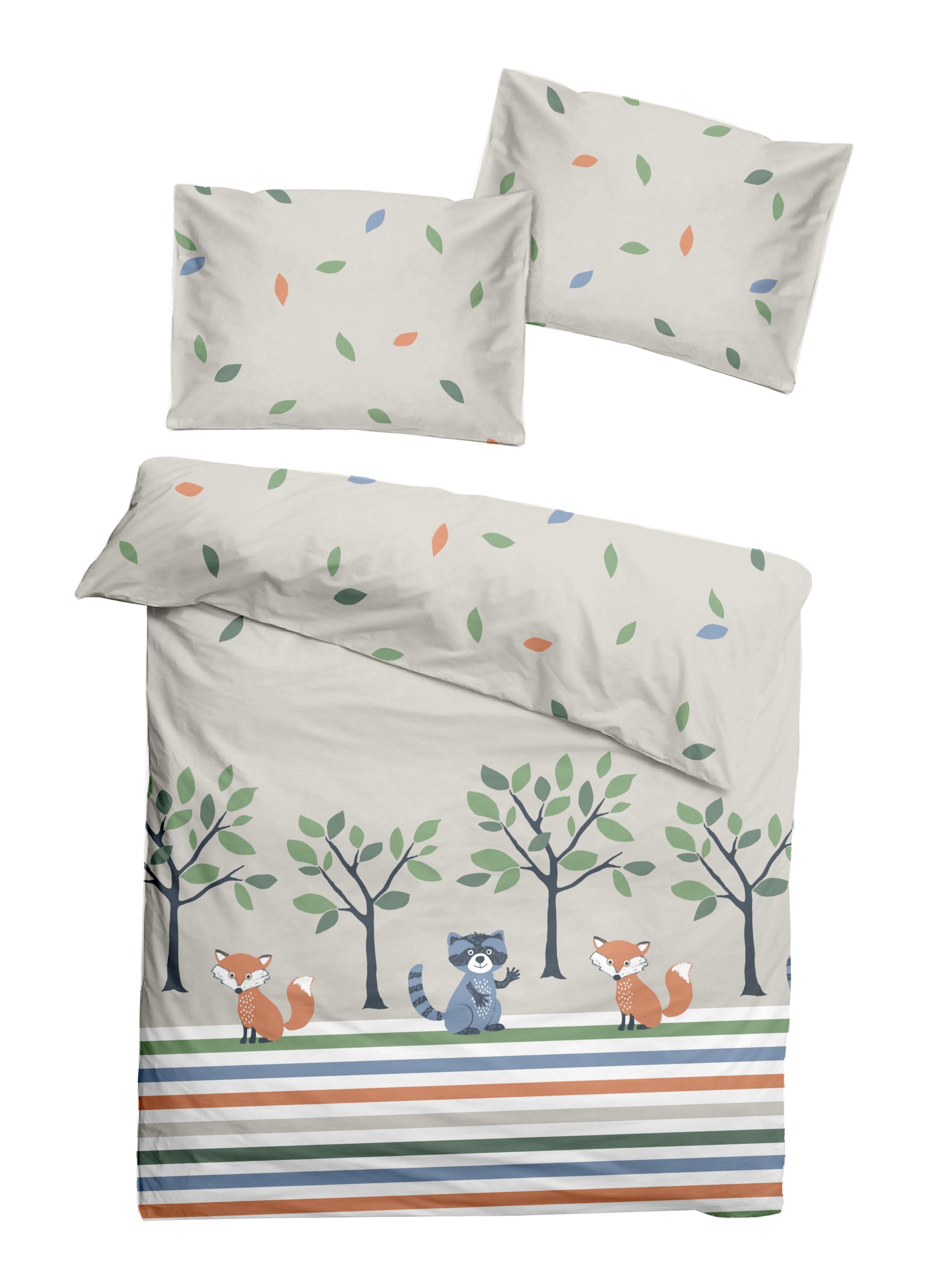 soma Babybettwäsche Renforcé Baby Wende Bettwäsche 100x135 cm Waldtiere Blä günstig online kaufen
