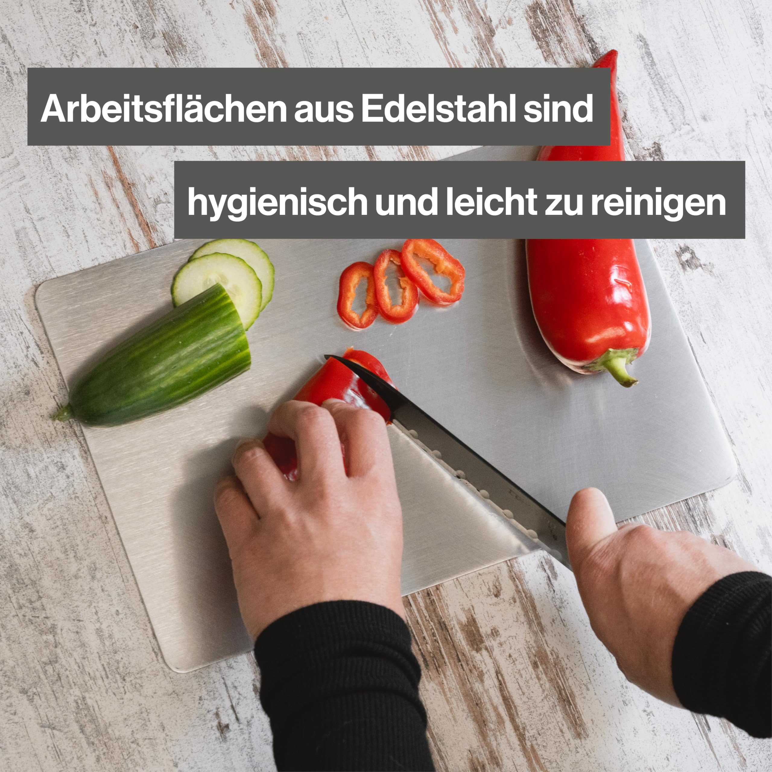 Feuerfest 123 GmbH Schneidebrett Schneidebretter aus Edelstahl im 3er Set, Edelstahl, Ideal geeignet für Fleisch, Fisch & Gemüse, auch als Knetbrett – Bild 5 von 5