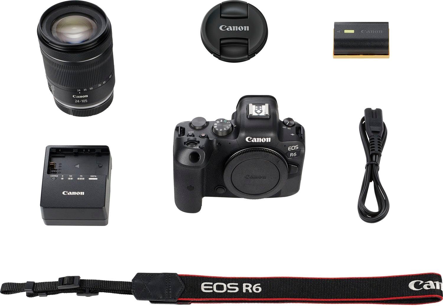 Canon EOS R6 Systemkamera 24-105mm (RF 24-105mm F4-7.1 STM 20,1 IS STM, MP, RF (WiFi) + WLAN F4-7.1 Bluetooth, Gehäuse IS