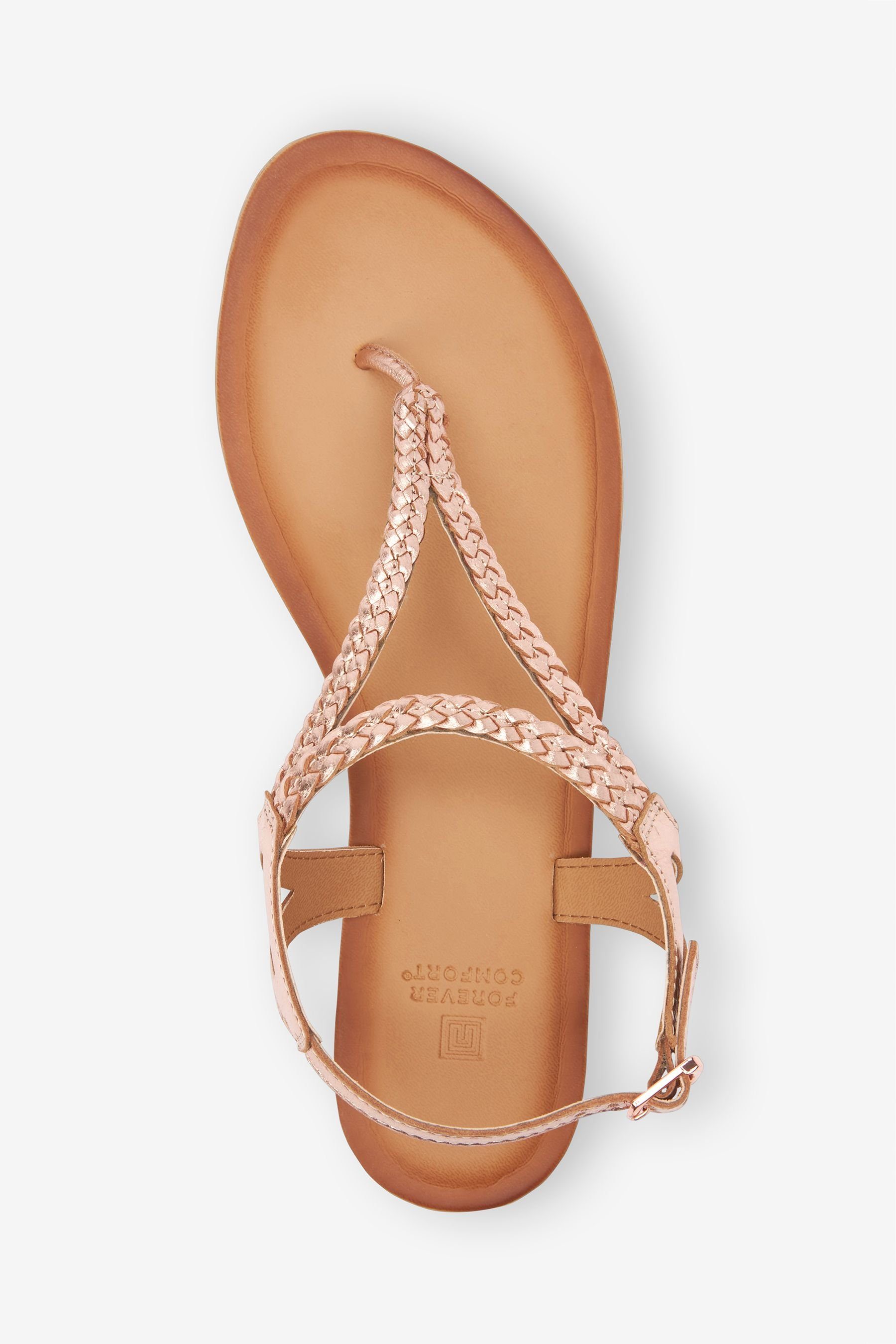 Next Forever Comfort® Zehenstegsandalen aus Gold Rose (1-tlg) Leder Sandale
