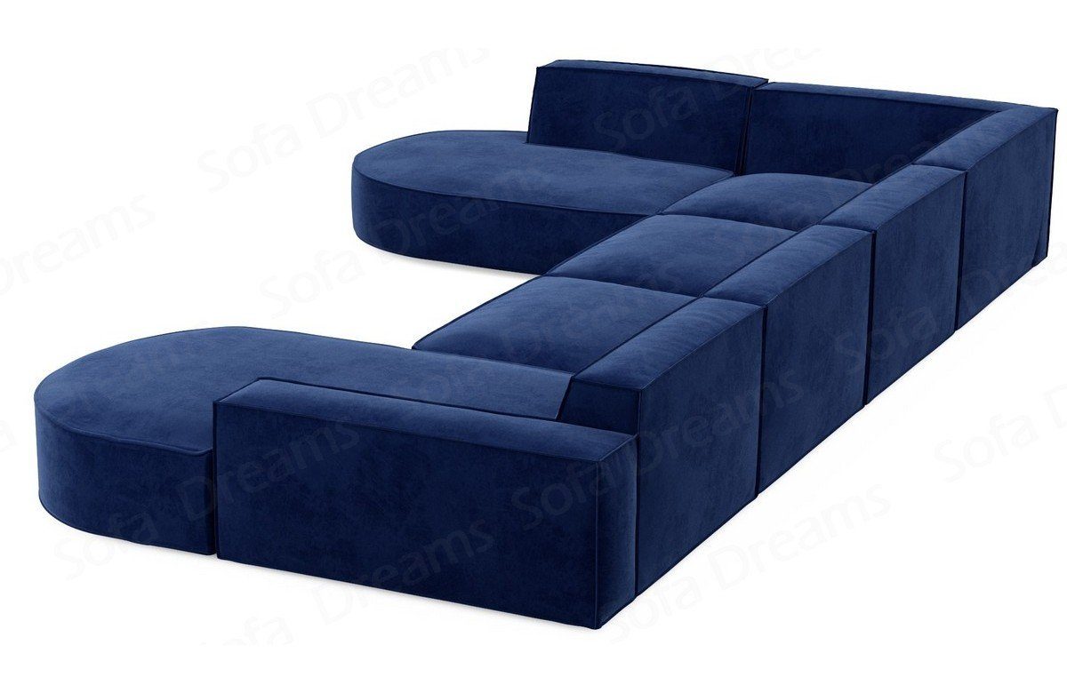 Sofa Modern Alegranza Form Couch U Stoff Designer Wohnlandschaft Sofa Dreams Stoffsofa Dunkelblau-Mo77