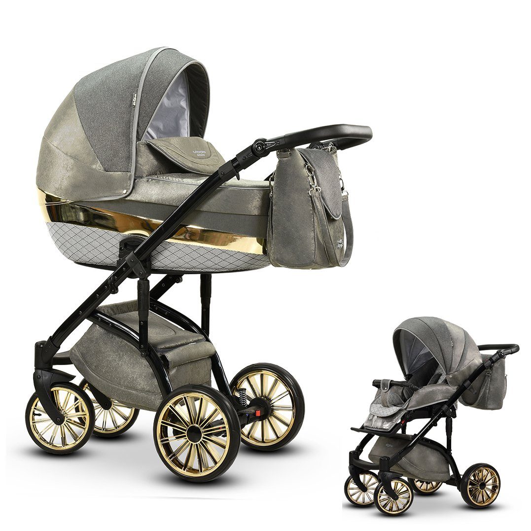 Farben 16 Silber-Gold-Dekor Vip Kinderwagen-Set - Kombi-Kinderwagen 1 Teile 2 Lux 11 babies-on-wheels - in in