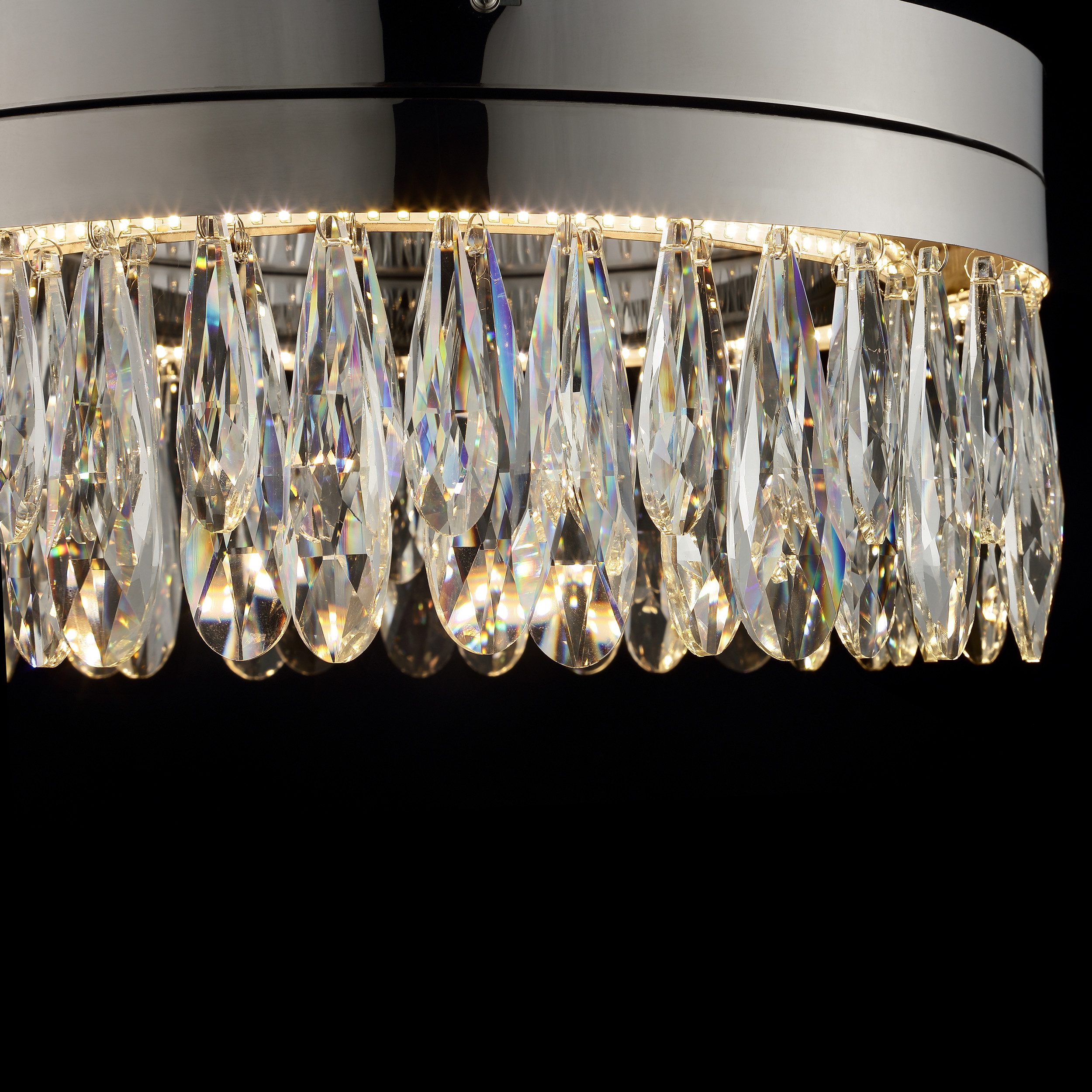lumiCouture LED Deckenleuchte Celestia, Memoryfunktion, mehrere Helligkeitsstufen, LED fest integriert, Warmweiß, Ø 40 cm, 3300 lm, 2700 K, K9- Kristalle, Memoryfunktion