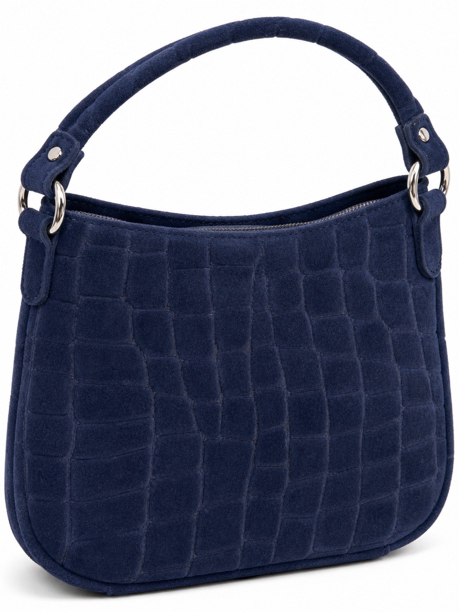BRISE TASCHE Schultertasche Wildleder Hobo Bag mit Croc-Prägung, Echtes Wildleder, Croc-Prägung, Made in Italy