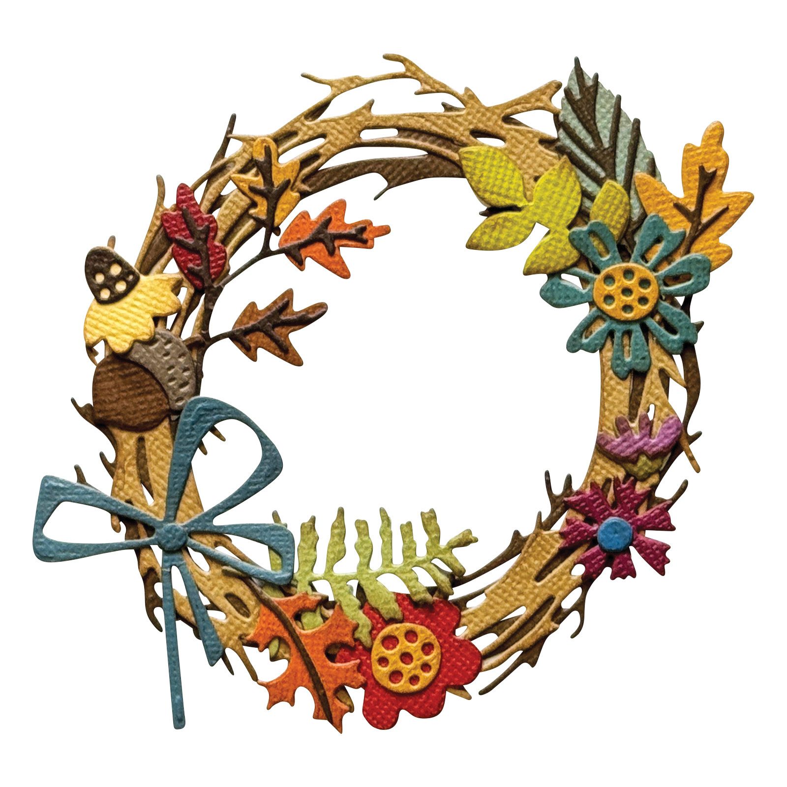 Sizzix Motivschablone Foliage Wreath by Tim Holtz, 14-tlg., Motivgröße 1,3-9,5 cm