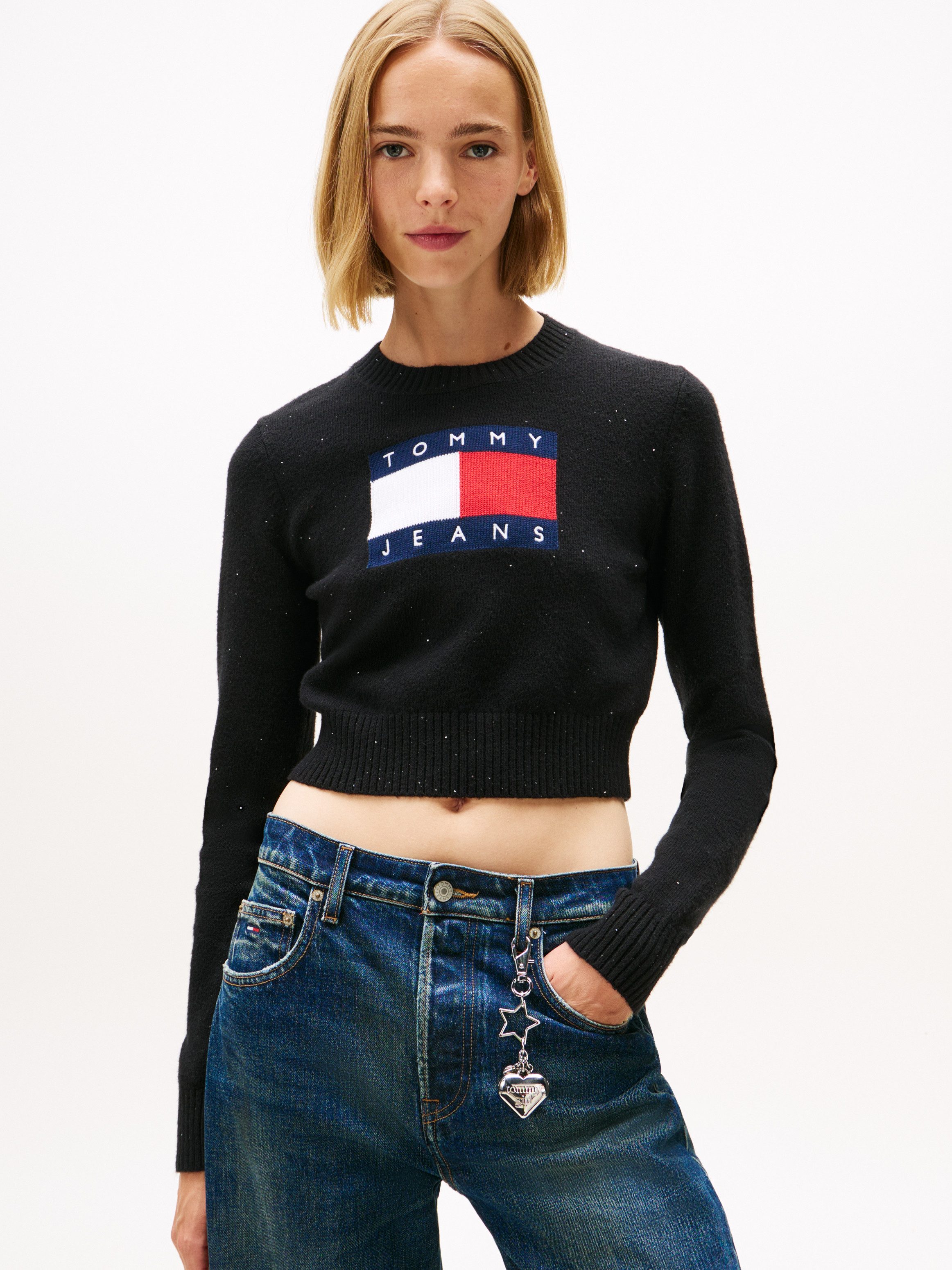 Tommy Jeans Strickpullover TJW SPARKLE FLAG SWEATER EXT günstig online kaufen