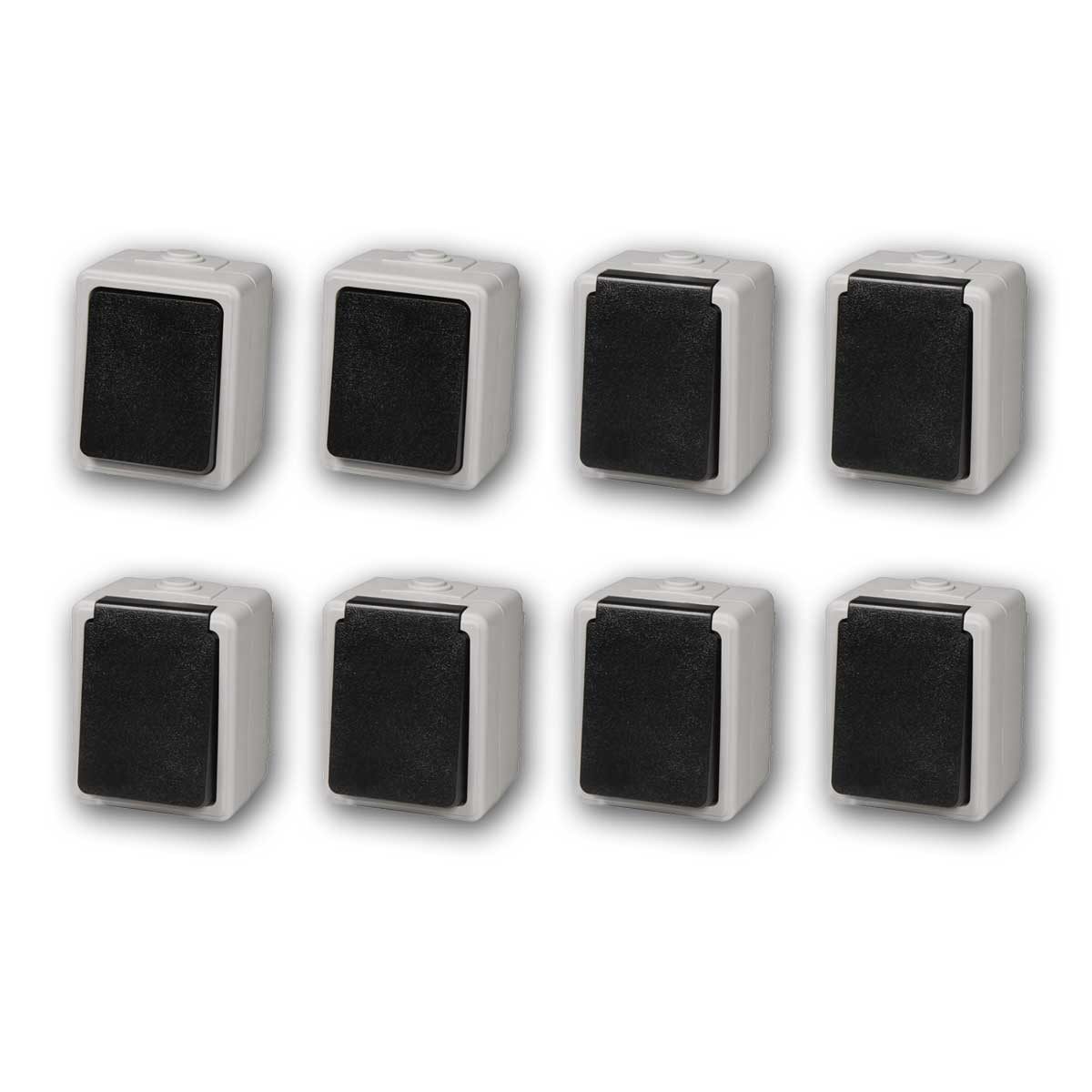 McPower Aufputz-Steckdose Feuchtraum Schalter+Steckdose "Taff" Starter-Set