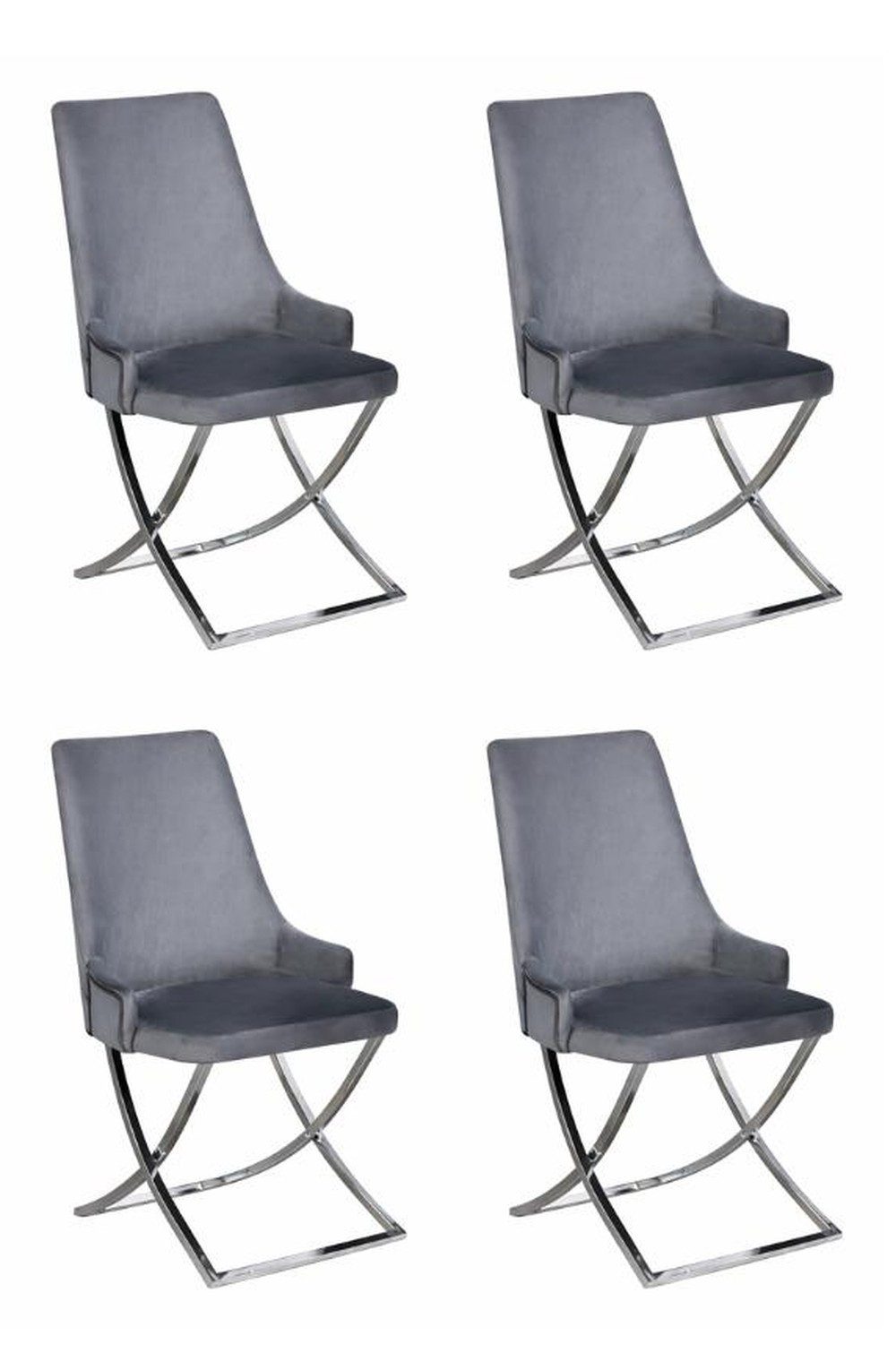Xlmoebel Esszimmerstuhl Moderne silberne Esszimmerstühle im 4er Set für bequemes Sitzen (4er Set), Made in Europa