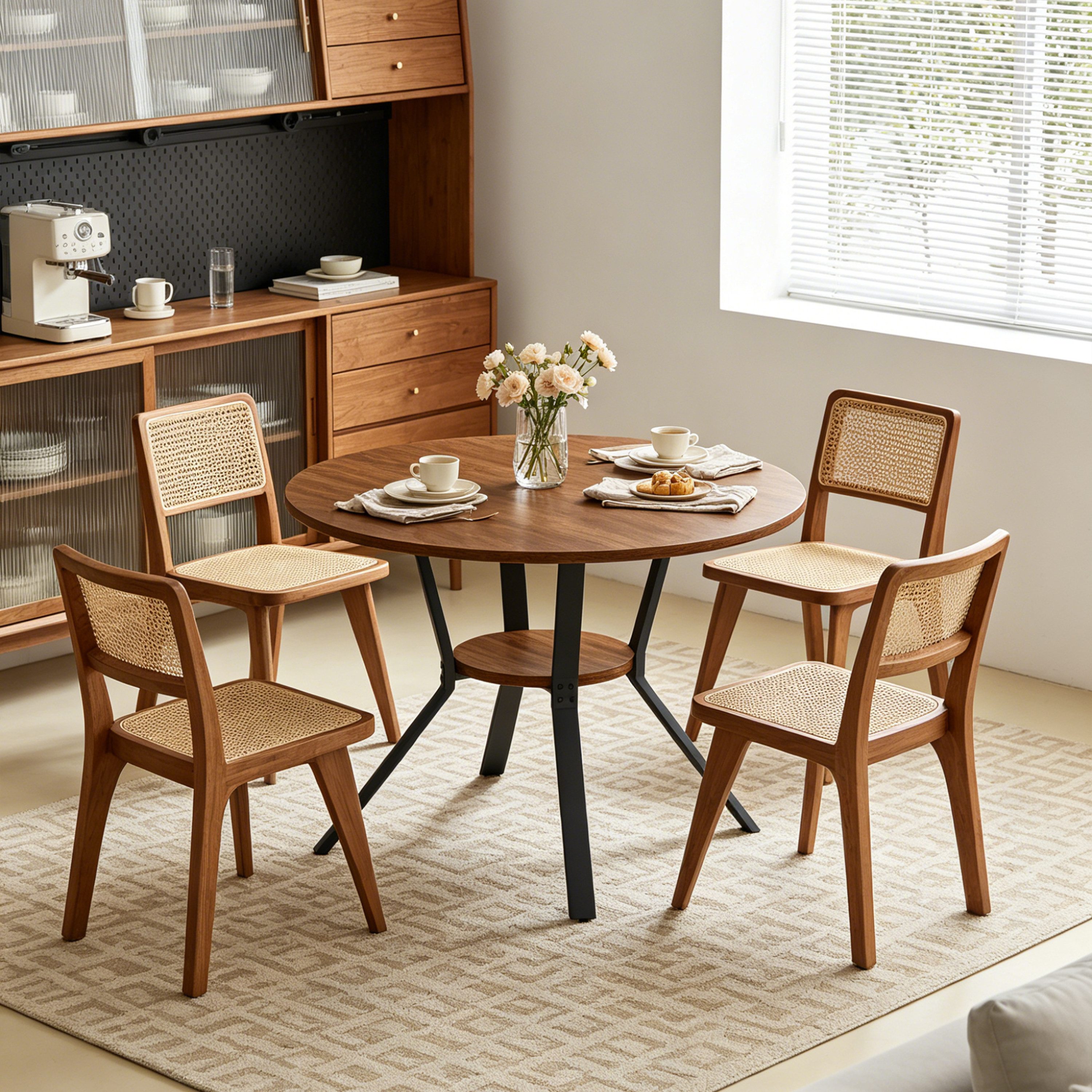 Wildhome Esstisch für 2-4 Personen, 43 Zoll (109 cm) Durchmesser (1-St), mit einstufigem Ablagefach, moderne Landhausmöbel