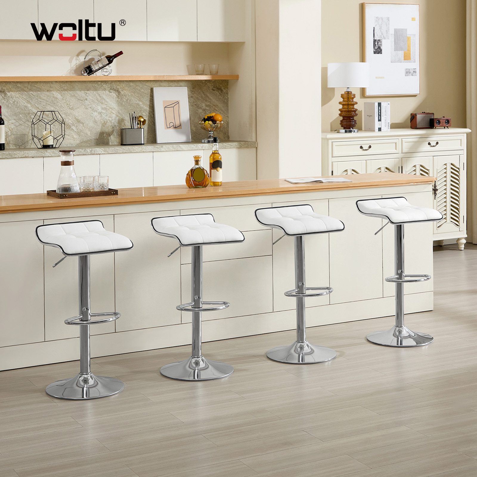 Woltu Barhocker (1 St), Barstuhl aus hochwertigem Kunstleder, verchromter S günstig online kaufen