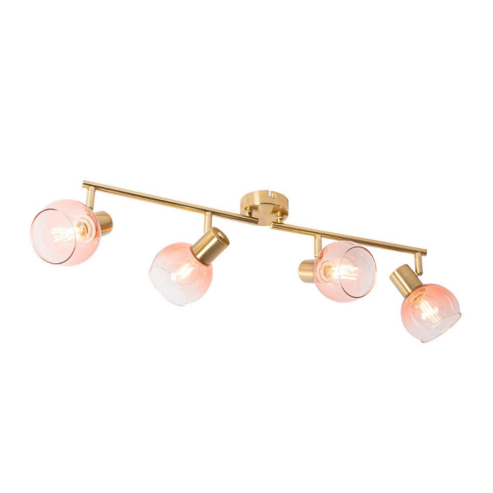 Qazqa LED Aufbaustrahler Vidro, Dimmbar, LED wechselbar, Extra-Warmweiß, QAZQA Aufbau­spot, e14, Rosa, Stahl, Art Deco