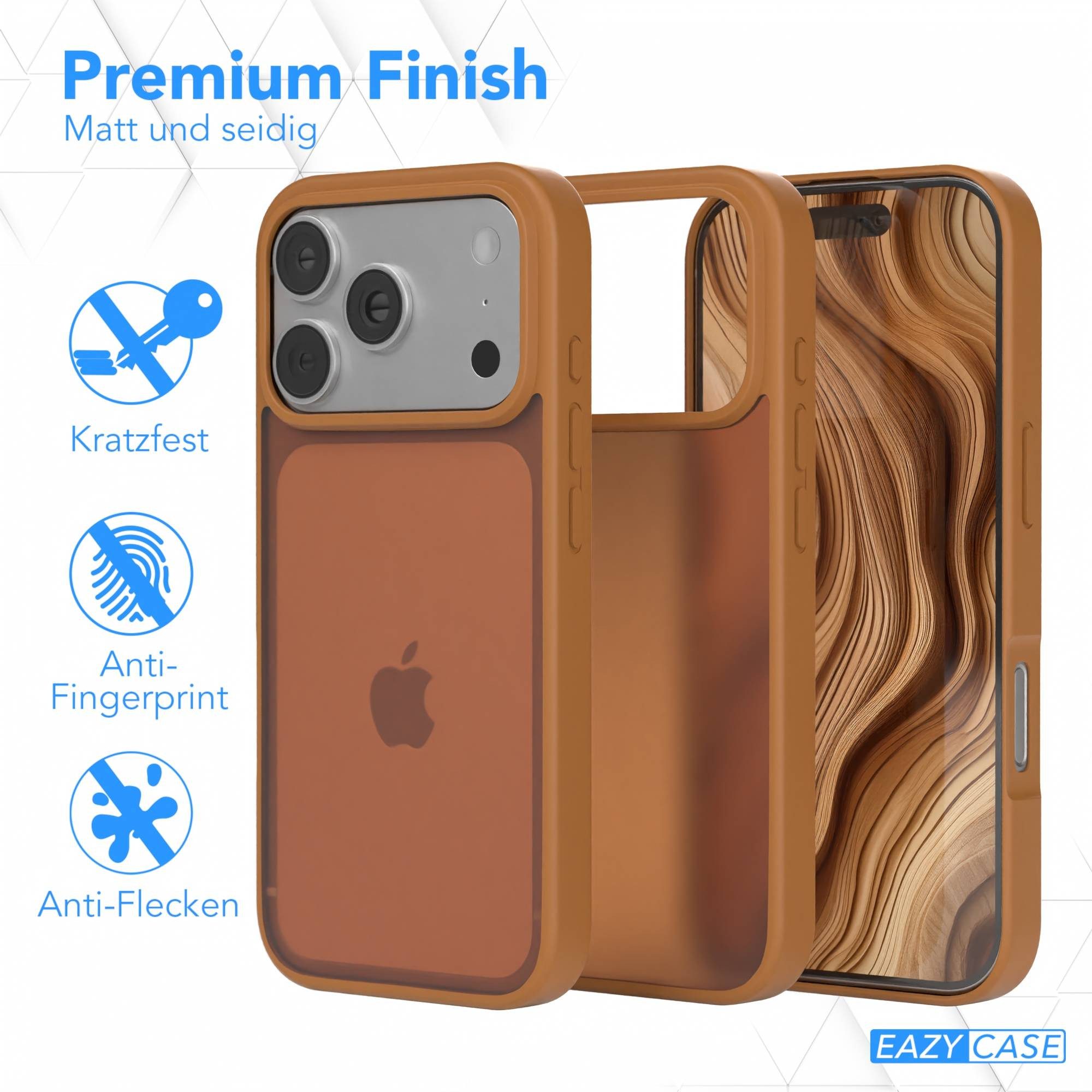 EAZY CASE Handyhülle Outdoor Case für Apple iPhone 17 Pro 6,3 Zoll, Handyhülle Outdoor Slimcover kratzfest transparent Braun – Bild 5 von 5
