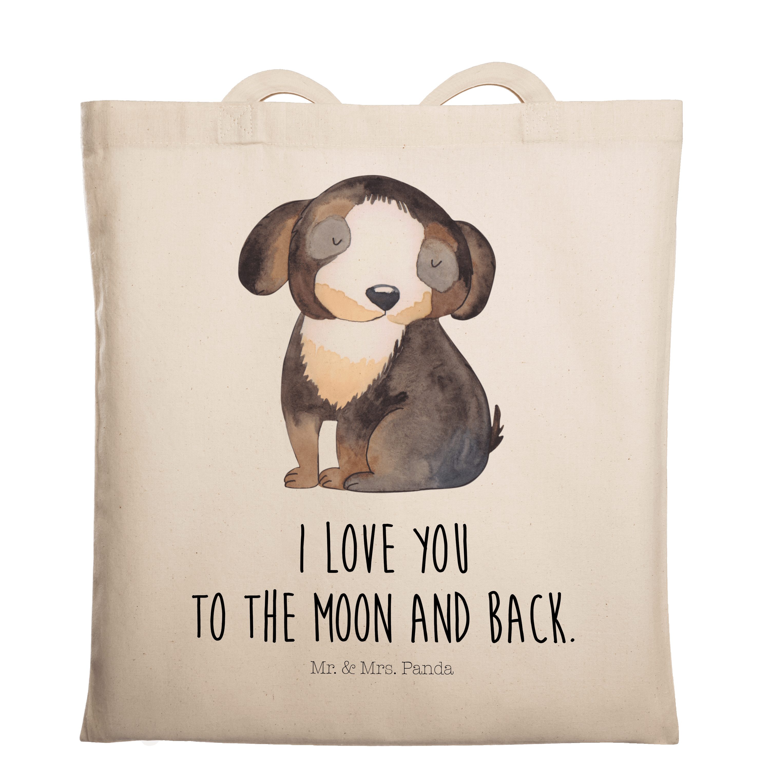 Mrs. - Panda flauschig Geschenk, Liebe, Transparent Hund & Mr. - entspannt Tragetasche Jutebeutel, (1-tlg)