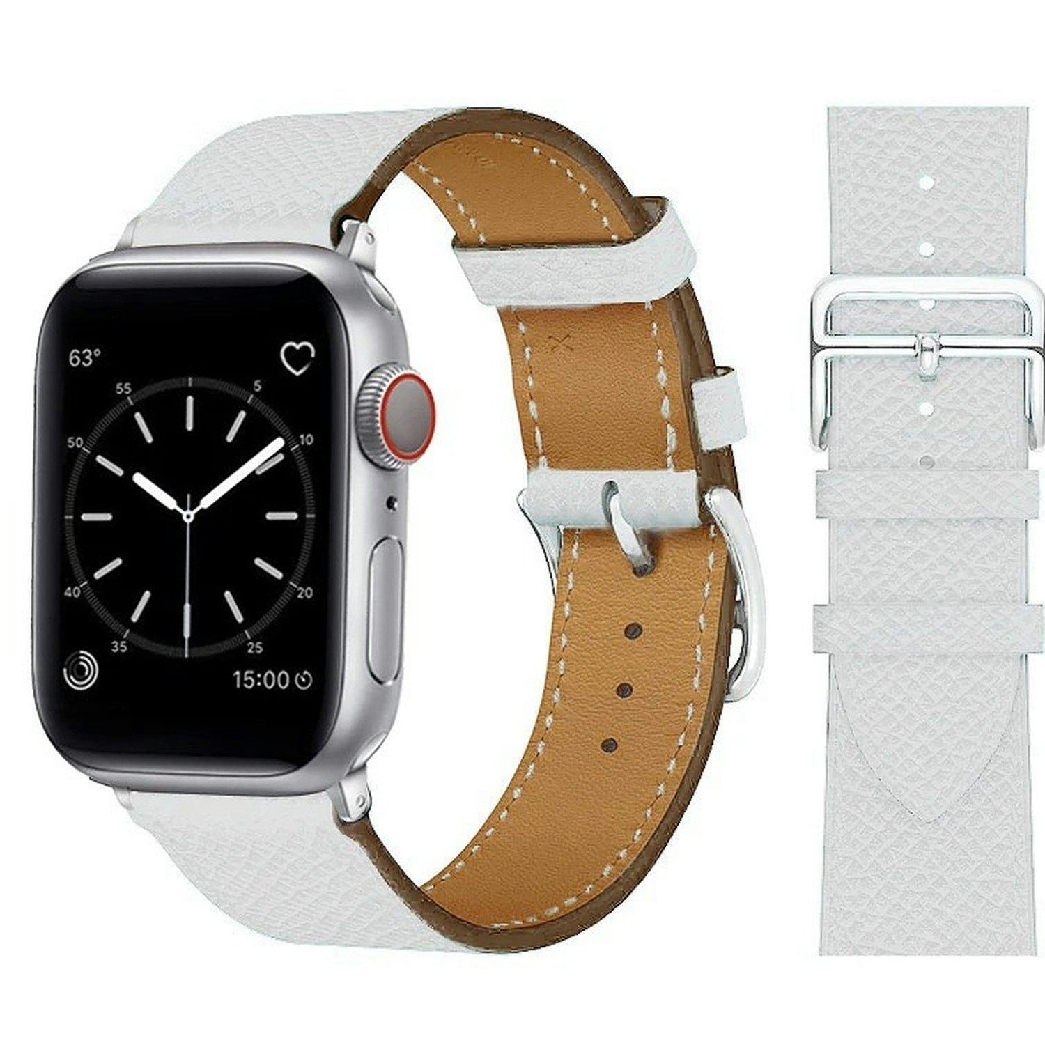 Widmann-Shop Smartwatch-Armband Kunstleder 38/40mm Weiß Band 9 7, für Series Watch 8 Kunstleder atmungsaktives 42/44mm 49mm 45mm Apple