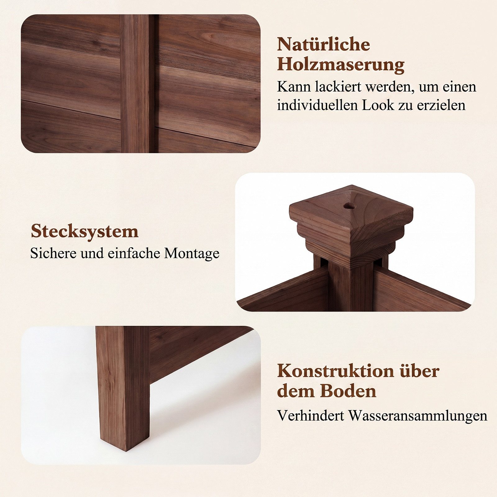 COSTWAY Gartenzaun, (2-St), dekorativer Sichtschutzzaun, Zaun mit 3 Pfosten