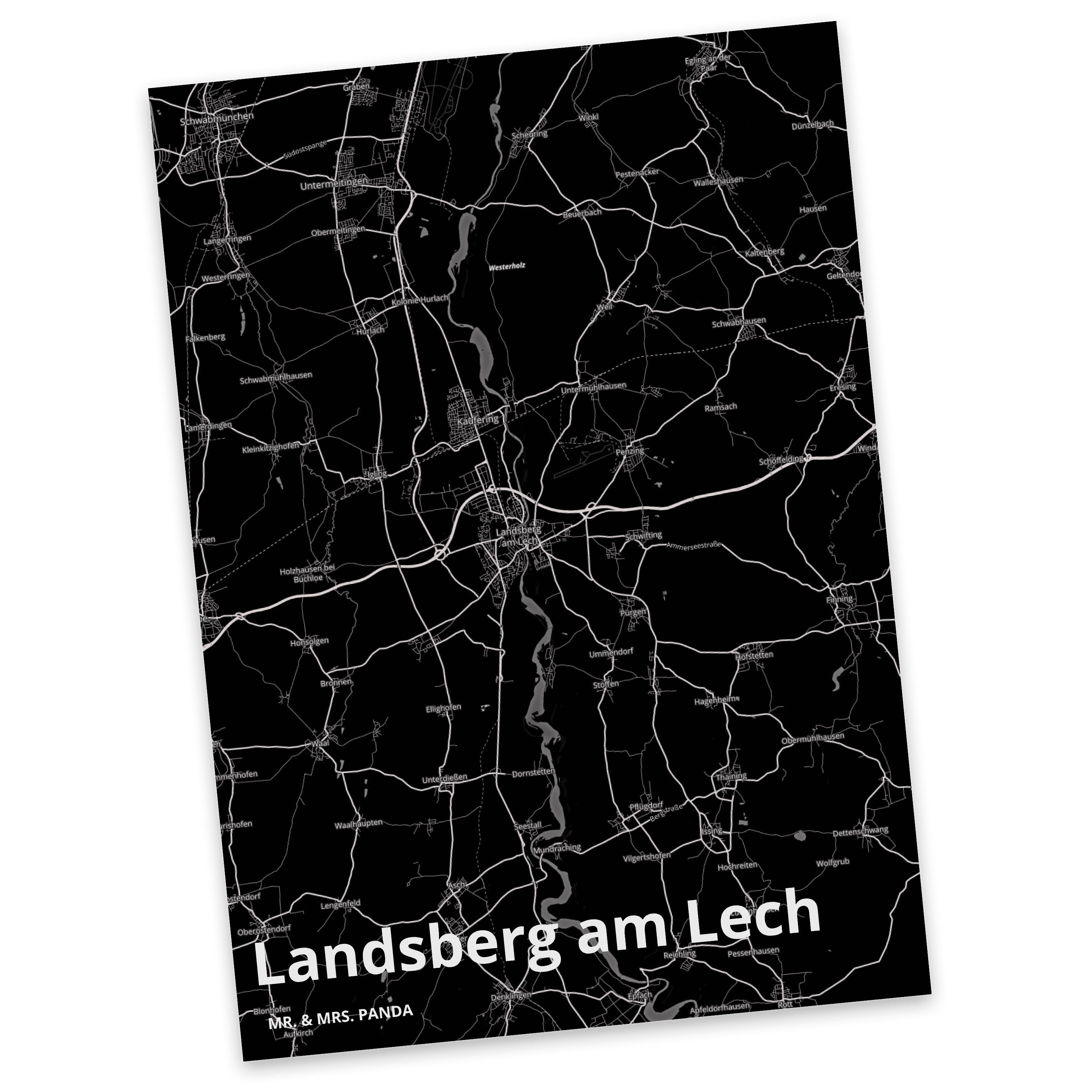 Mr. & Mrs. Panda - Landsberg Dorf Stadt Lech Dankeskarte, Geschenk, Postkarte Ort, Stadt, Kar am
