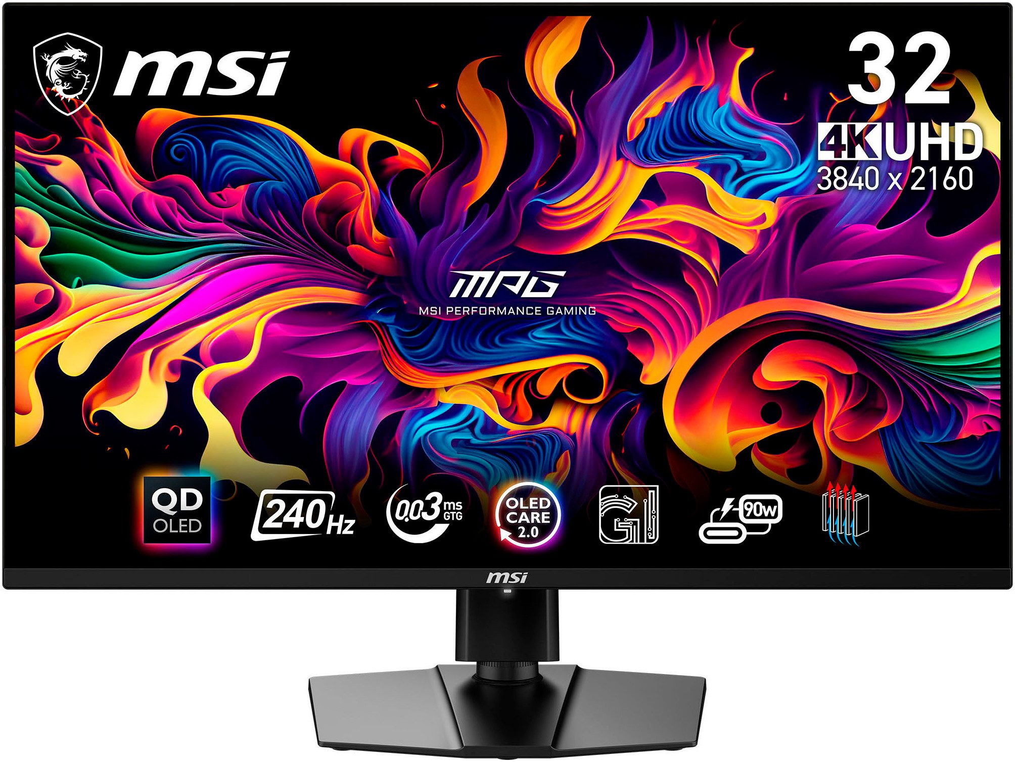 MSI MPG 321URX QD-OLED Gaming-Monitor (80 cm/32 ", 3840 x 2160 px, 4K Ultra HD, 0,03 ms Reaktionszeit, 240 Hz, QD-OLED)
