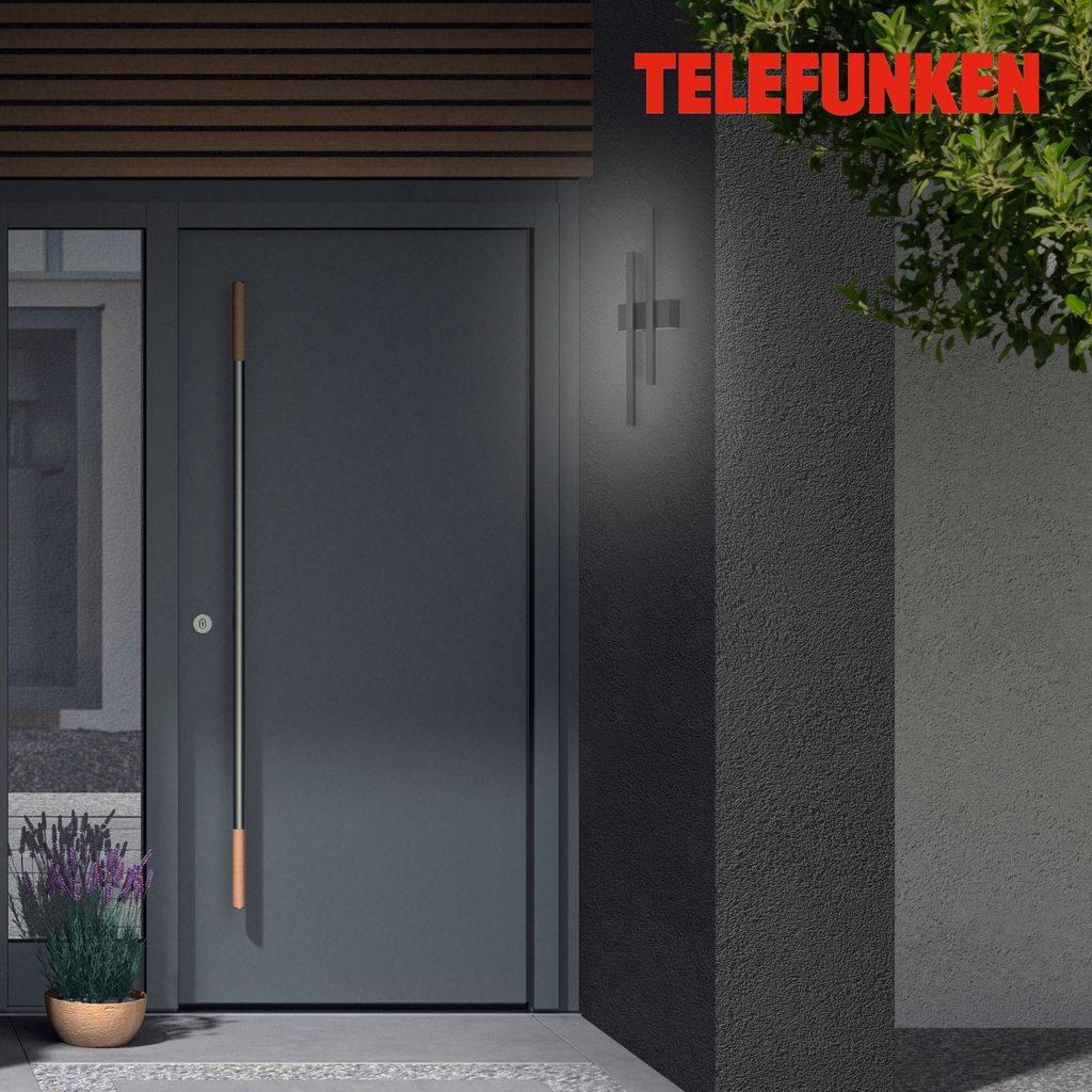 Telefunken Außen-Wandleuchte 313205TF, LED fest integriert, 2700K - Extra-Warmweiß, Wand Außenleuchte IP44 4000K 8W 47x15,5x4,2cm