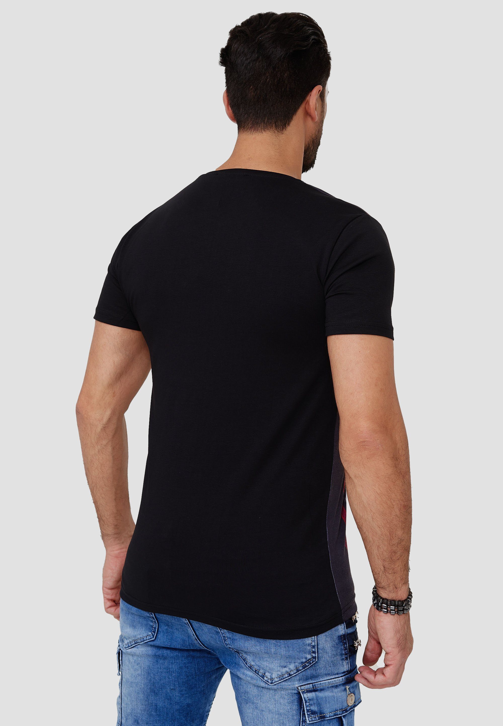 Kurzarmshirt im modischem (Shirt Casual Freizeit T-Shirt TS-1586C 1-tlg., Design) Polo Fitness Tee, OneRedox