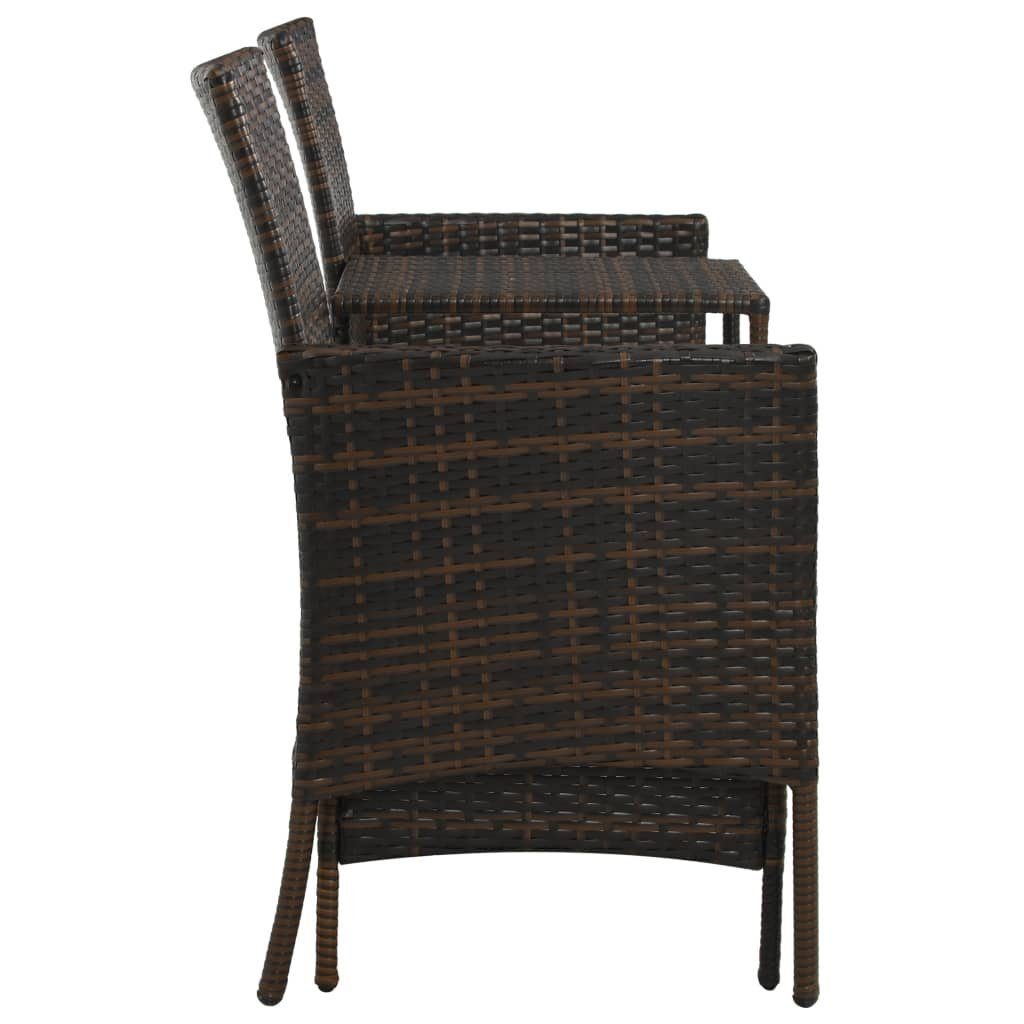 vidaXL Loungesofa 2-Sitzer-Gartensofa mit Tisch Teile Braun, Hocker & Rattan Poly 1
