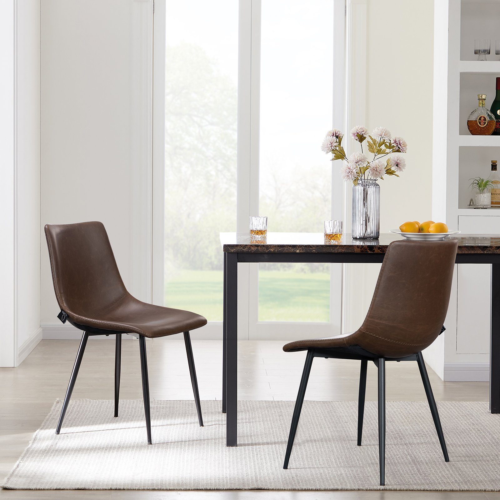 SVITA Esszimmerstuhl MILES (2er Set), 2er Set, Industrial Design, Vintage, Kunstleder, Braun