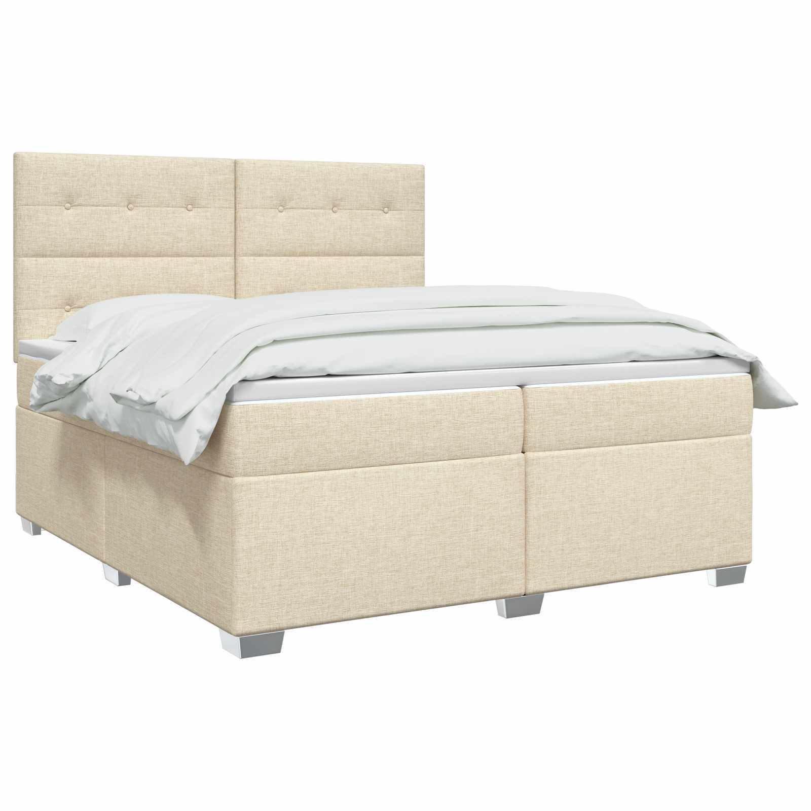 vidaXL Bett Boxspringbett mit Matratze Creme 200 x 200 cm Stoff (1-tlg)