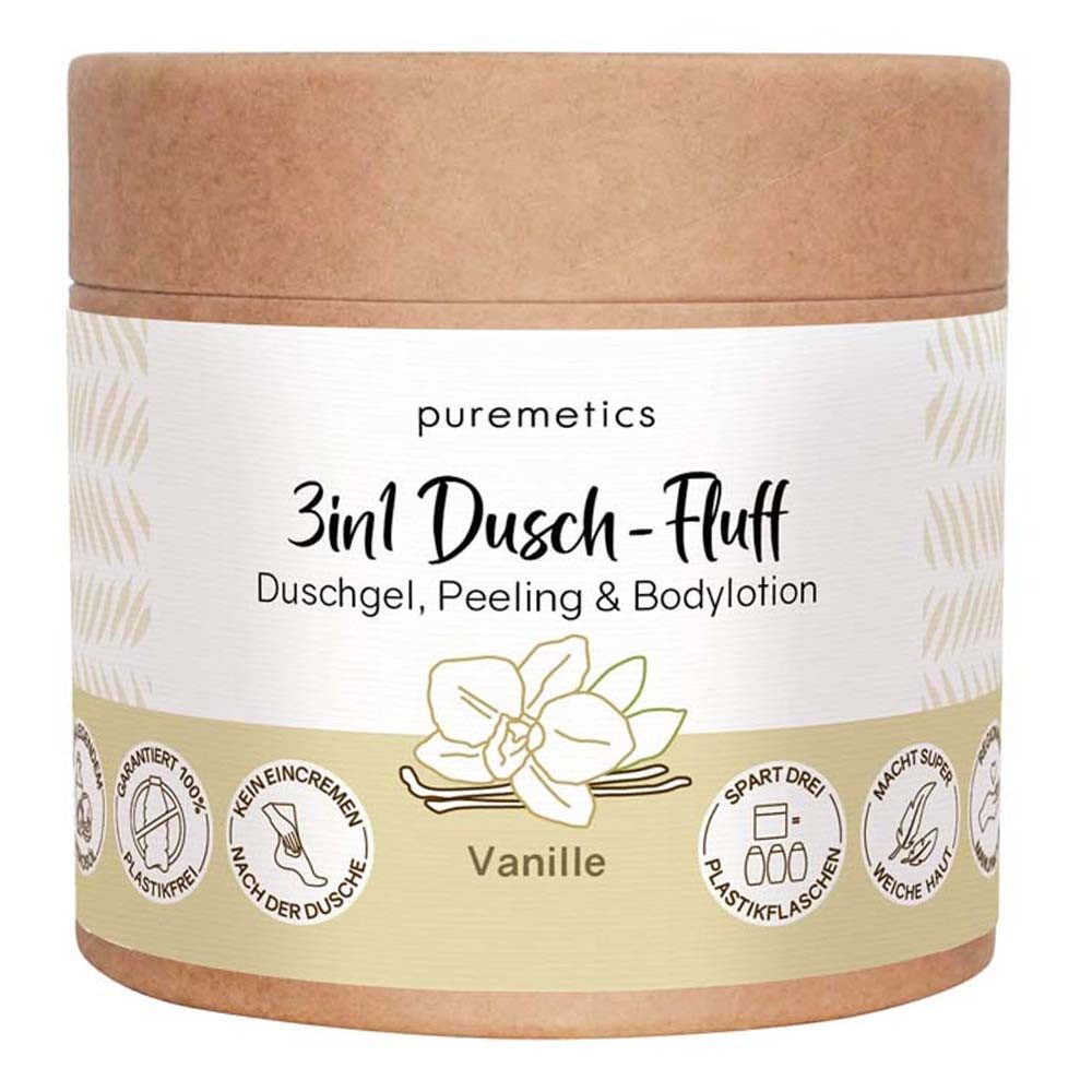 puremetics Körperpeeling 3in1 Dusch-Fluff - Vanille 250g