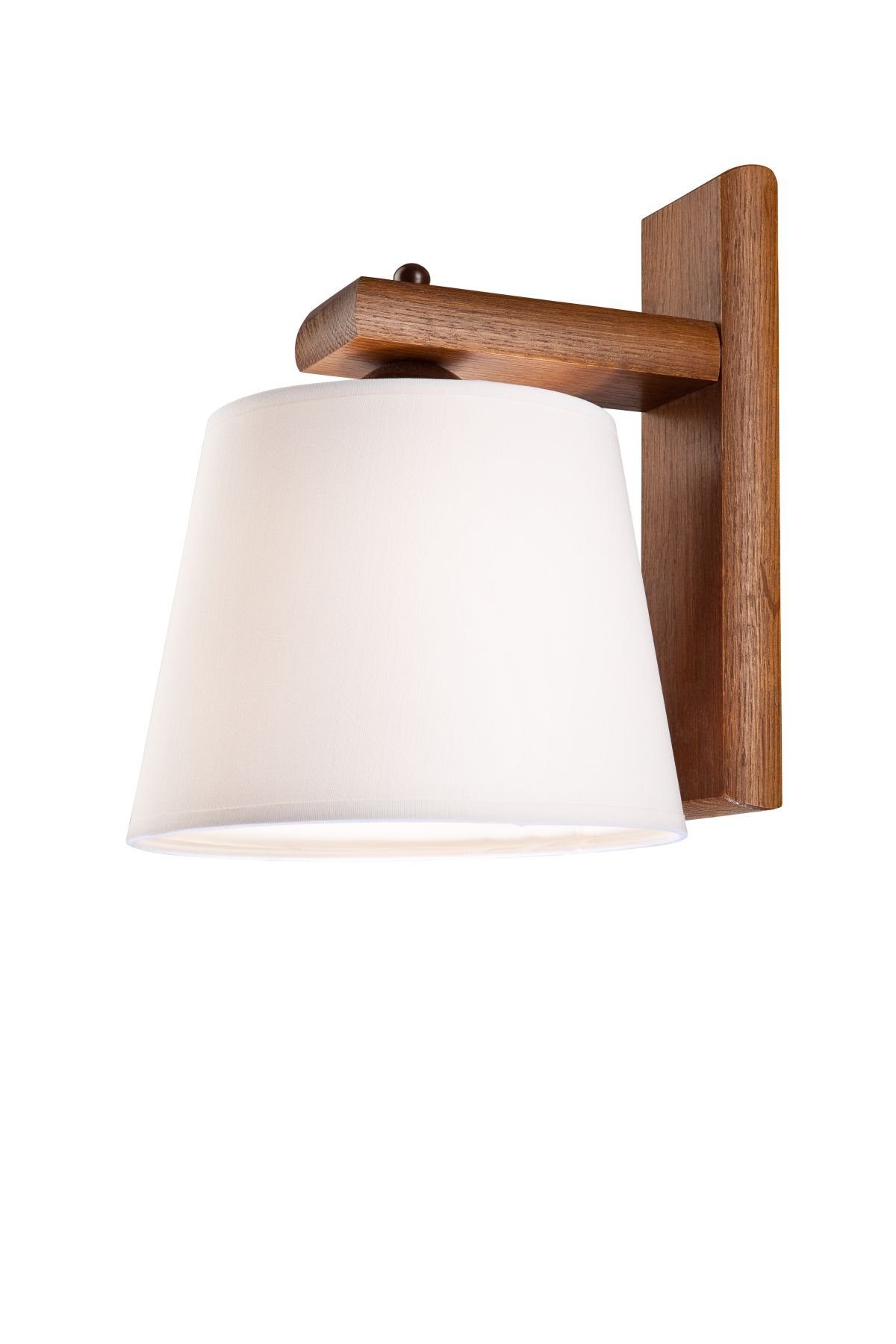 Licht-Erlebnisse ohne Wohnzimmer Weiß Lampe Stoffschirm BEVERELY, Holz Flur Wandlampe Leuchtmittel, Braun Wandleuchte