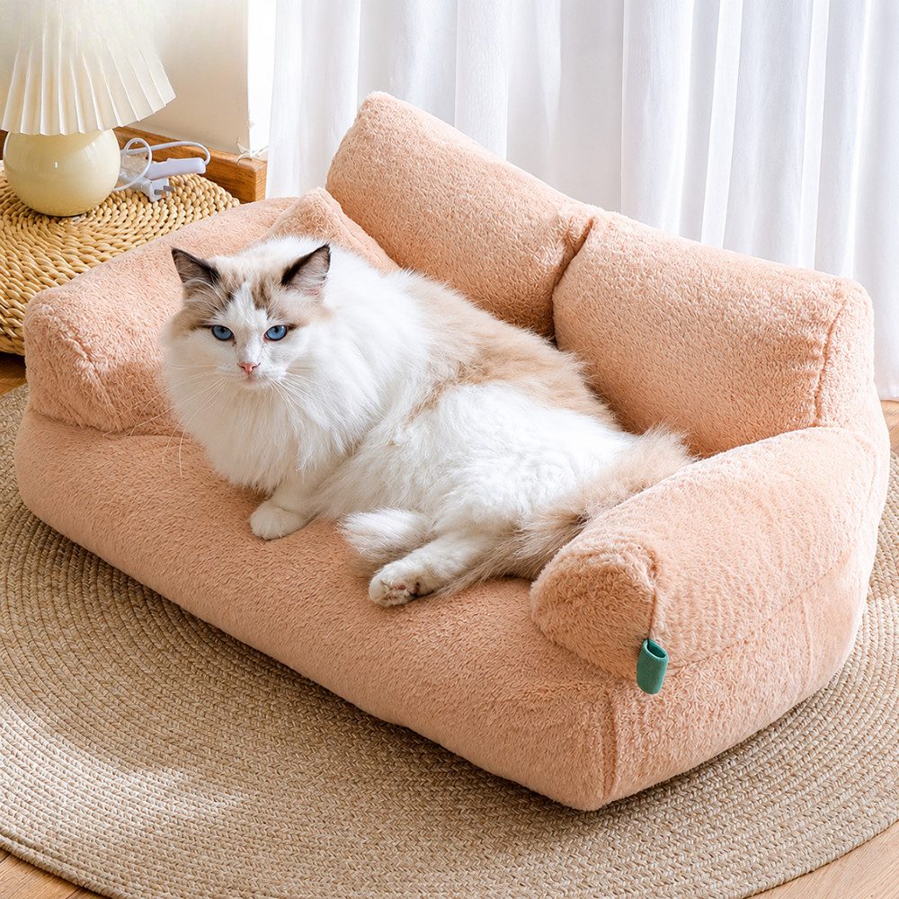 Athlix Tierbett Kuscheliges Haustierbett Katzenbett Sofa weich & formstabil, Weicher Plüsch & Füllung aus PP-Baumwolle