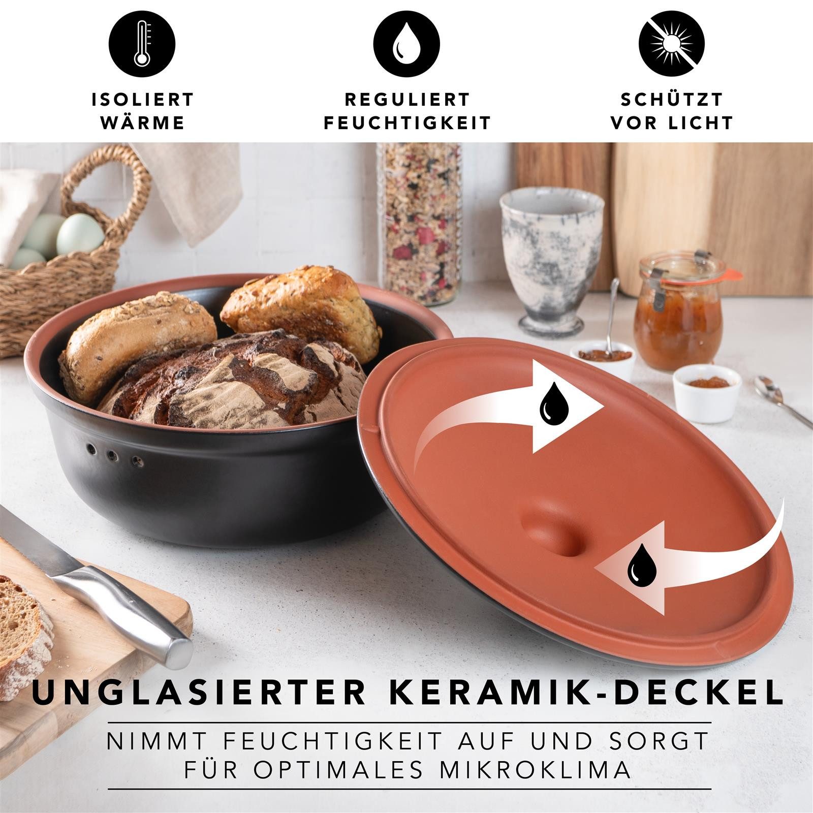 RÖMERTOPF Römertopf Brottopf Rund Ø 30cm - Keramik Brotkasten – Bild 3 von 5