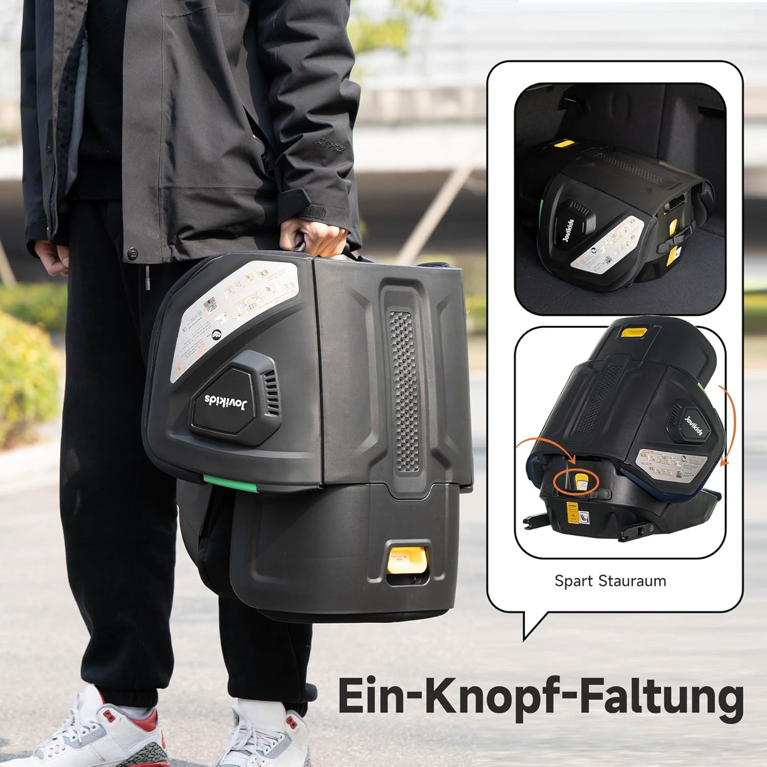 ibettertec Autokindersitz Faltbar Kindersitz mit ISOFIX, i-Size R129, ab: 100 cm, bis: 150 cm, (Kinderautositze ca. 3-12 Jahre), Kindersitzerhöhung mit Rückenle – Bild 4 von 5