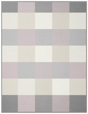 Wohndecke Pastell Karo, rosa-grau karierte Sofadecke in 150x200, Biederlack, Decke aus Baumwoll-Mix, Made in Germany