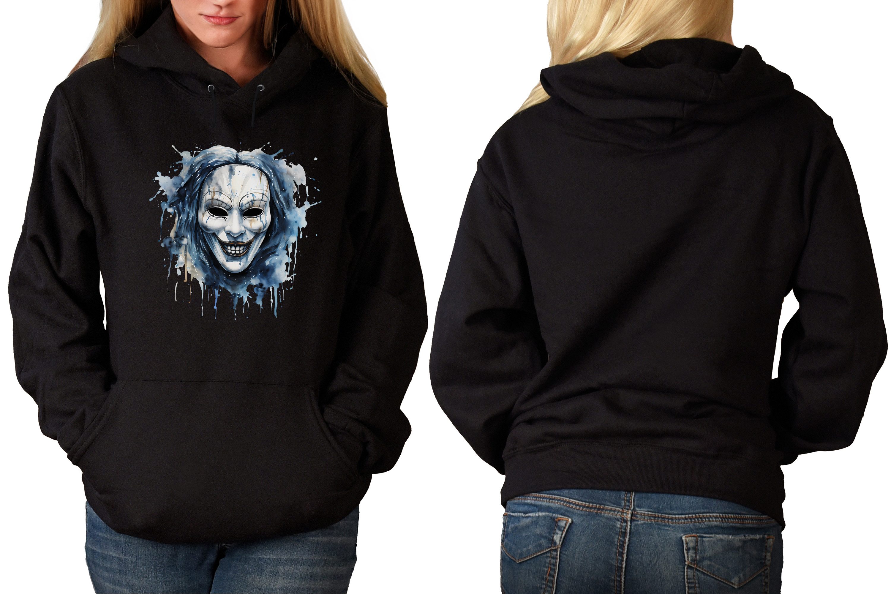 MyDesign24 Hoodie Halloween Kapuzen Pulli - Gothic Maske Herren und Damen Kapuzensweater - Halloween Hoodie i384