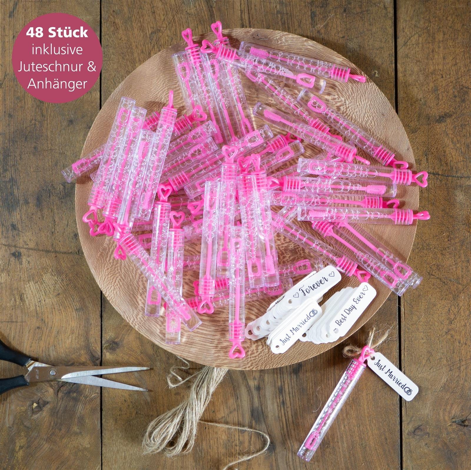 WeddingTree Seifenblasenstab WeddingTree 48-teiliges Seifenblasen Set für Hochzeit in PINK