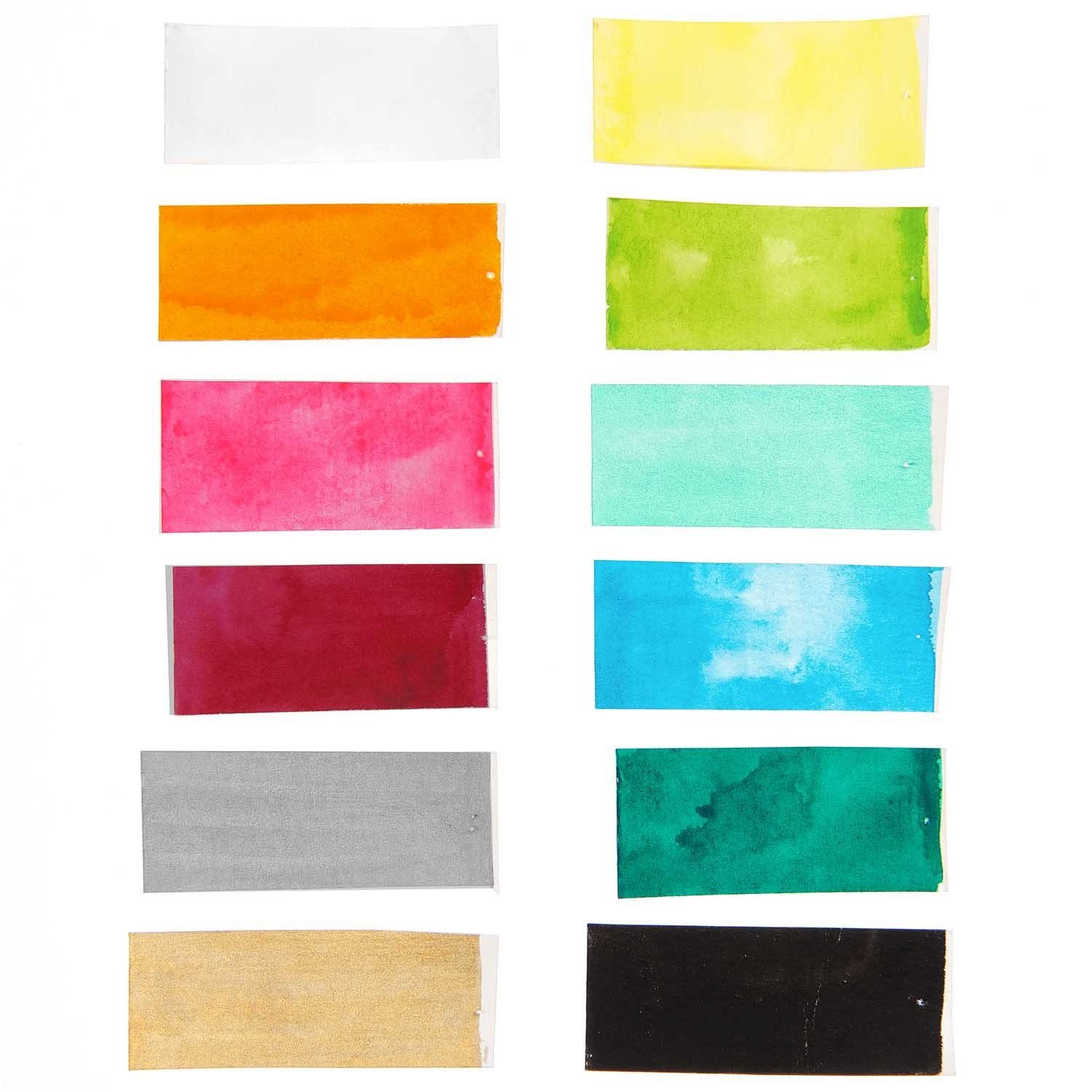 inklusive Metallkasten cm Farben Regenbogen ART Essential x 7 Design Rico Aquarellfarben, 12 Aquarellfarbe 12,5 cm