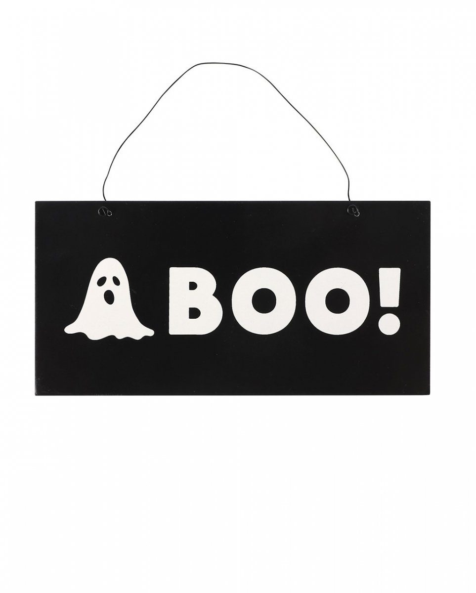 Dekoobjekt Weißer BOO Geist Hängeschild als Halloween Dekorat