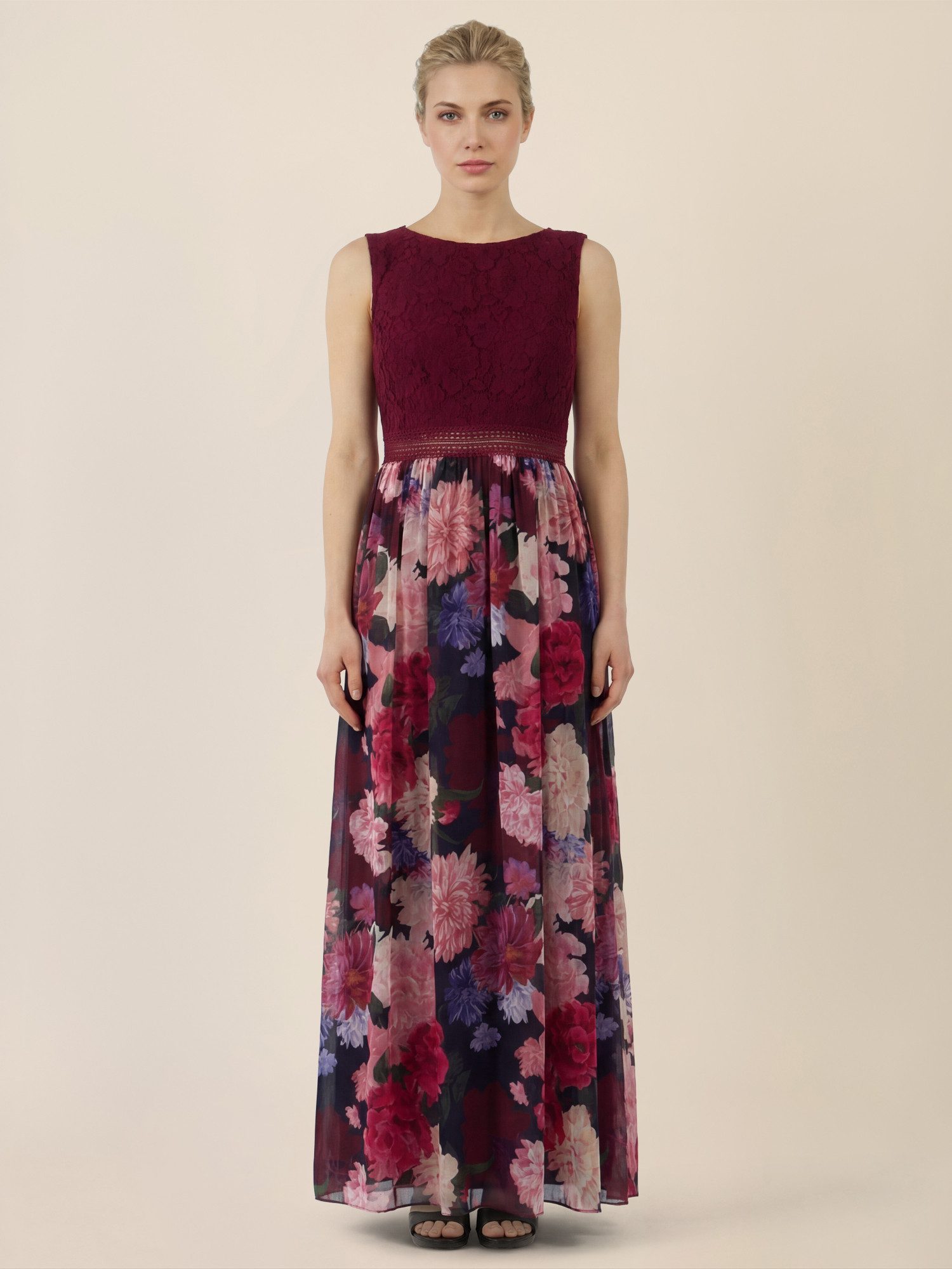 Apart Abendkleid mit Spitzenoberteil & Blumenrock