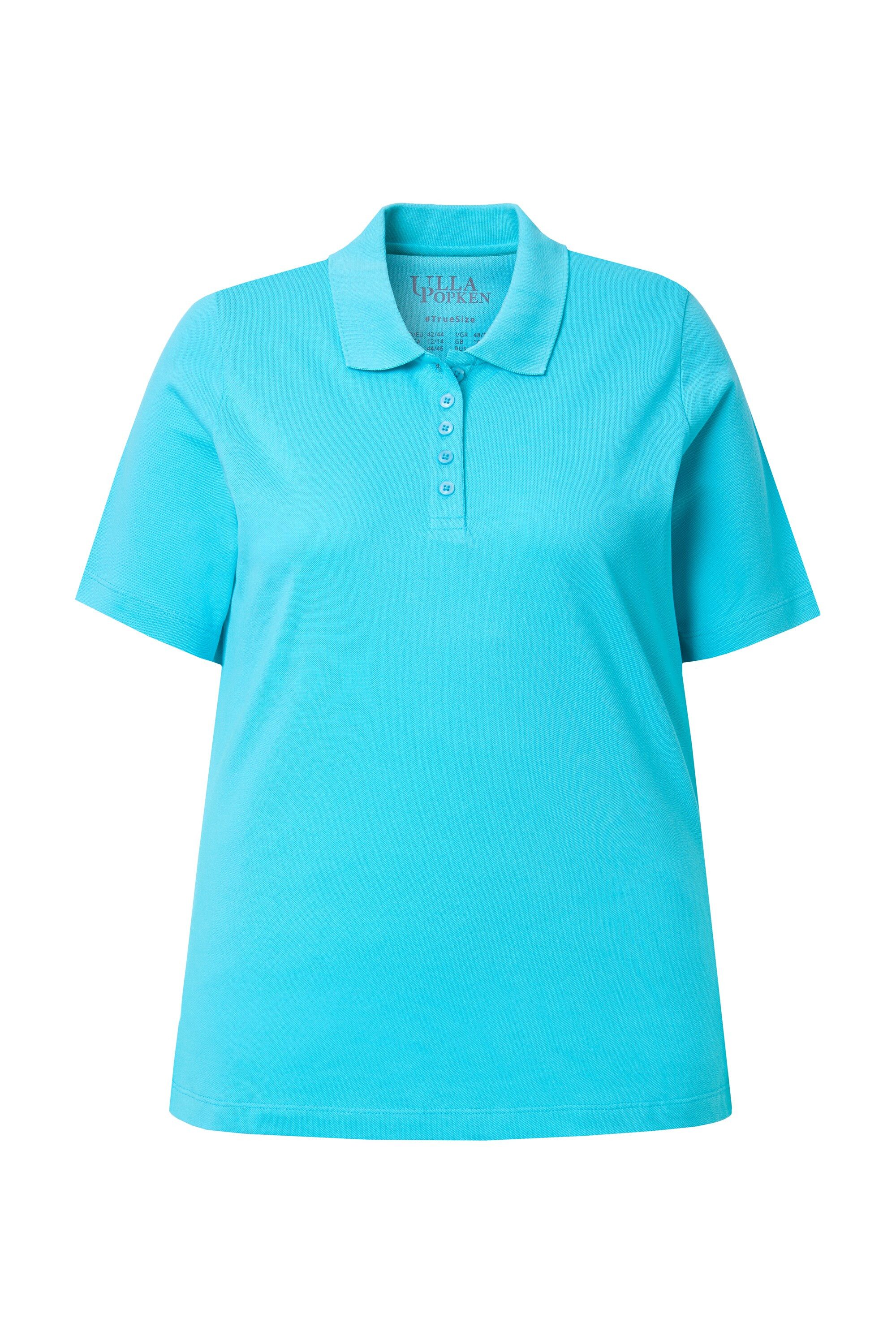 Ulla Popken Poloshirt Poloshirt längere Knopfleiste Polokragen Halbarm