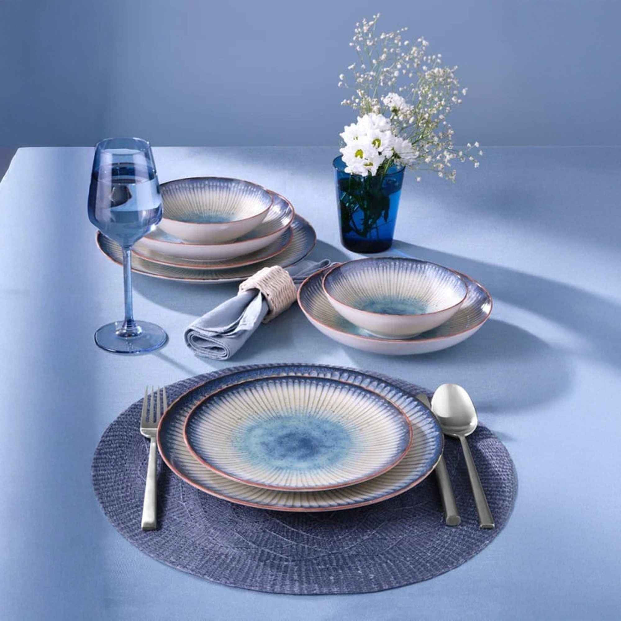 GÜRAL Porselen Geschirr-Set ATINA (30-tlg), 6 Personen, Porzellan, Farbige und moderne Muster mit elegantem Design