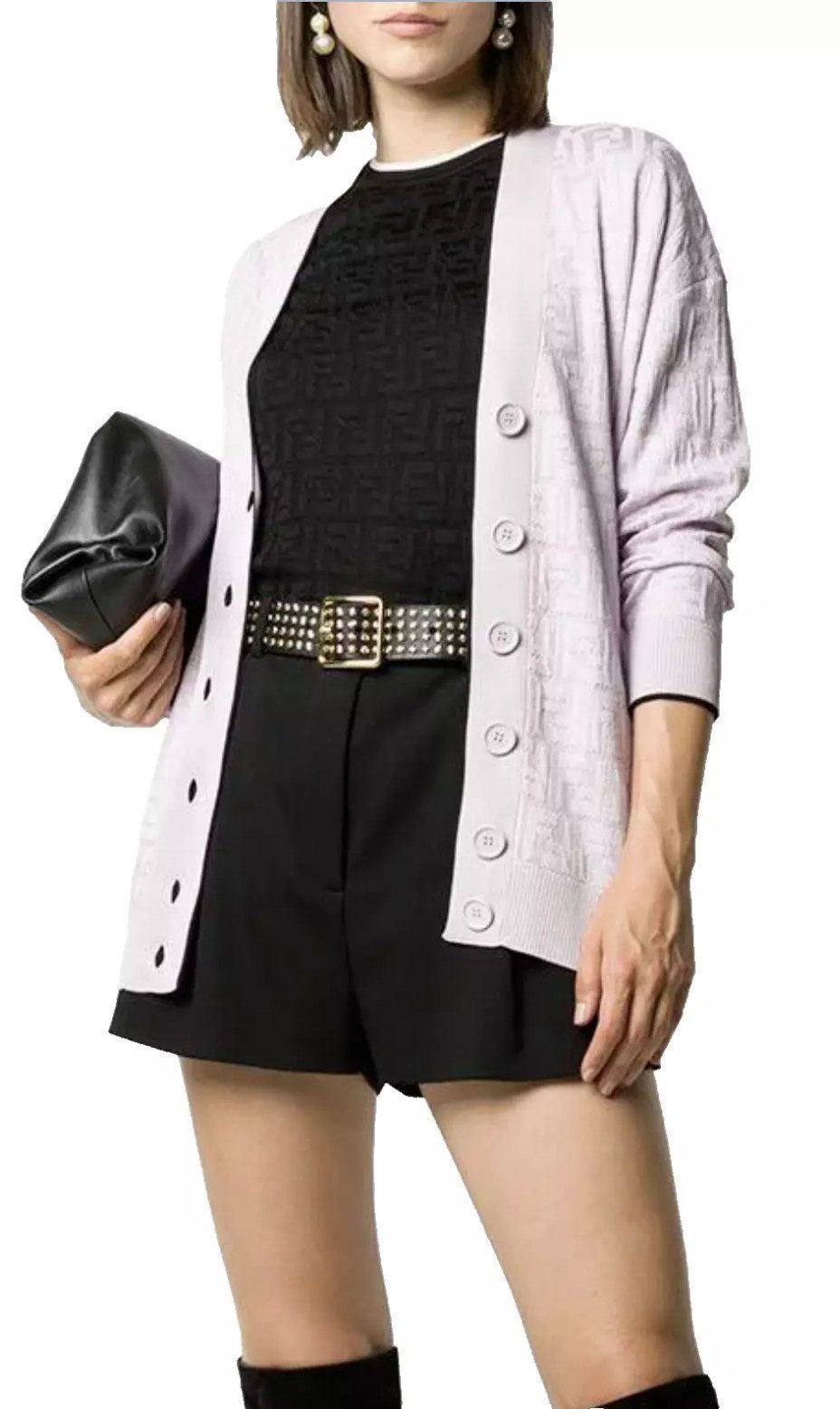 FENDI Strickjacke FF Stickerei Cardigan FF-Monogramm ist als Allover-Motiv