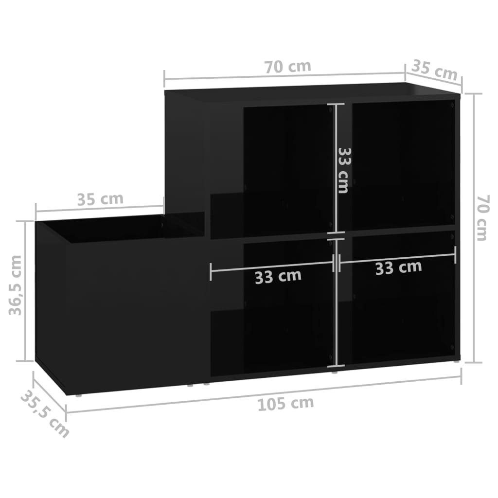 Hochglanz-Schwarz in Regalwürfel möbelando 105x35,5x70 cm, 3008158, LxBxH: