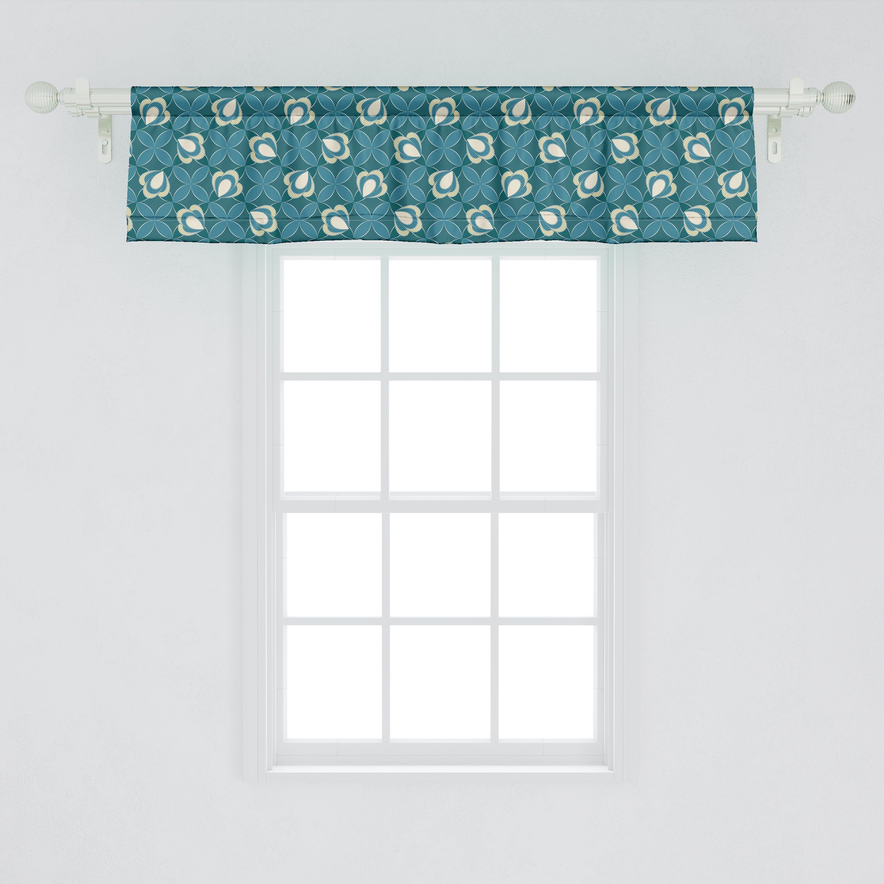 Scheibengardine Vorhang Volant für mit Küche Stangentasche, Nostalgische Gepunktete Abakuhaus, Blumen Dekor Schlafzimmer Abstrakt Microfaser