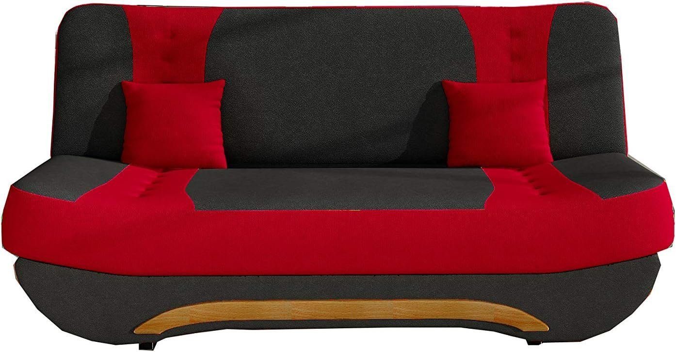 MOEBLO Schlafsofa FEBA, Couch für Wohnzimmer Sofagarnitur Polstersofa Kippsofa Klappsofa Click-Clack, mit Schlaffunktion und Bettkasten