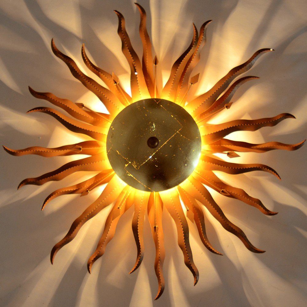s.luce Deckenleuchte XL handgeschmiedete Sonne Diator Goldfarben, Rostfarben