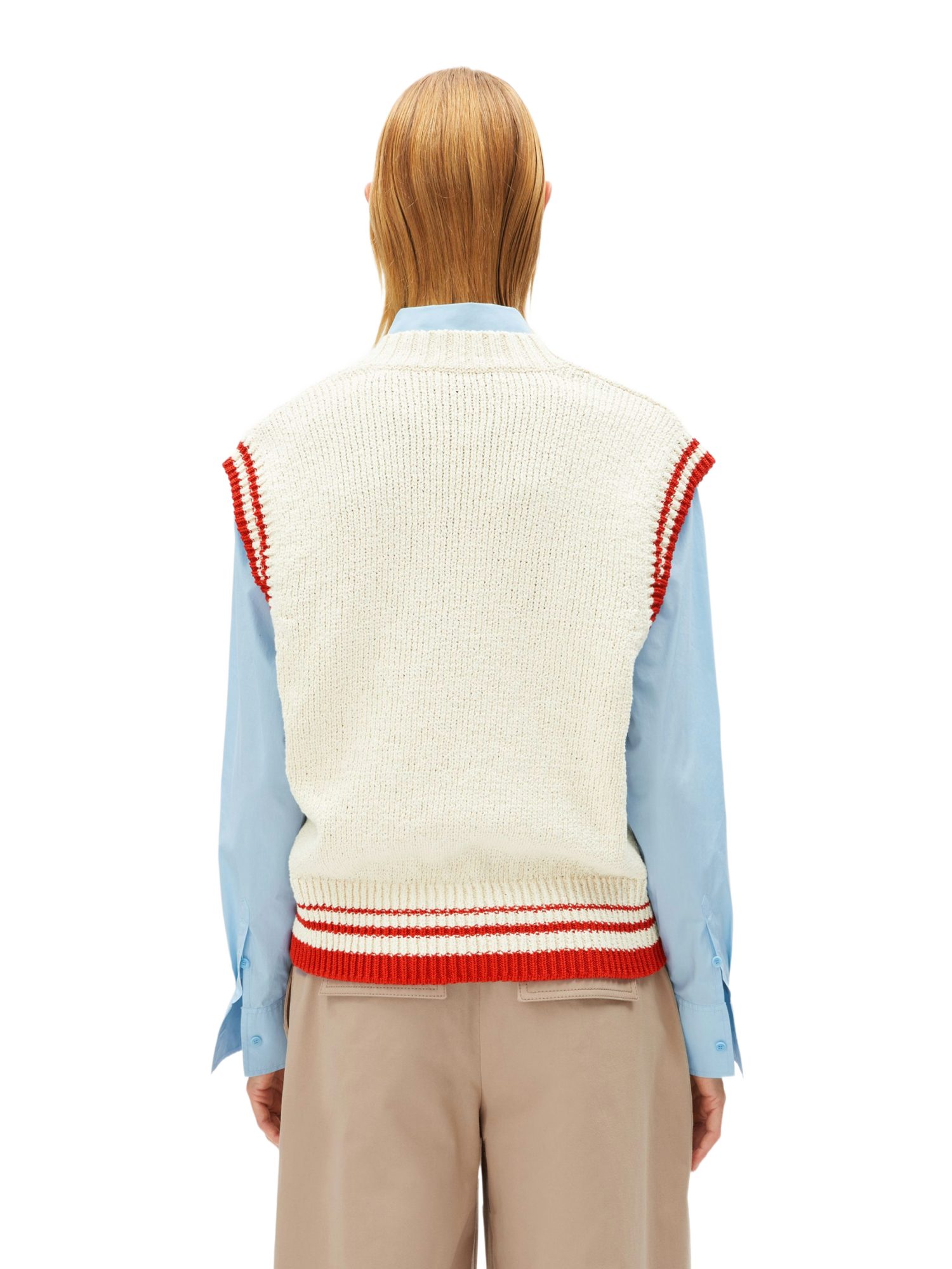 Armedangels Strickweste weiß,Casual,Bio-Baumwolle,Unifarben,V-Ausschnitt,Ärmellos,Loose Fit
