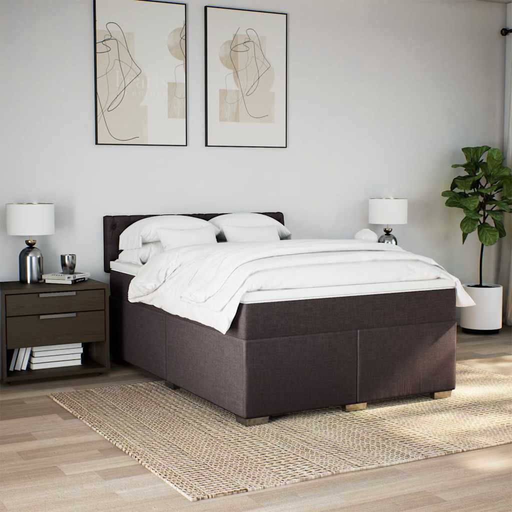 vidaXL Bett Boxspringbett mit Matratze Dunkelbraun günstig online kaufen