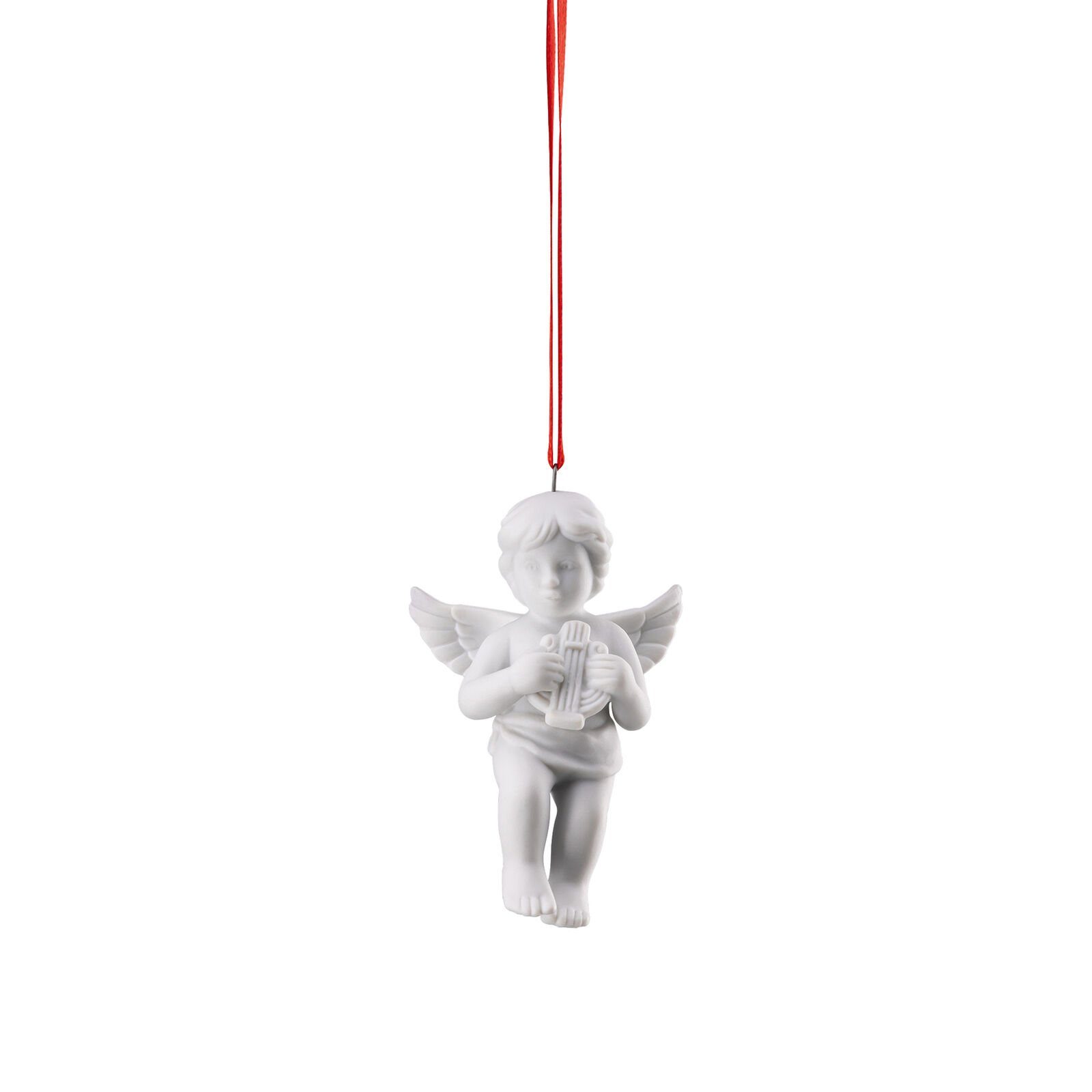 Rosenthal Hängedekoration Engel-Anhänger Weiß matt Engel mit Lyra, aus Porzellan | Dekohänger