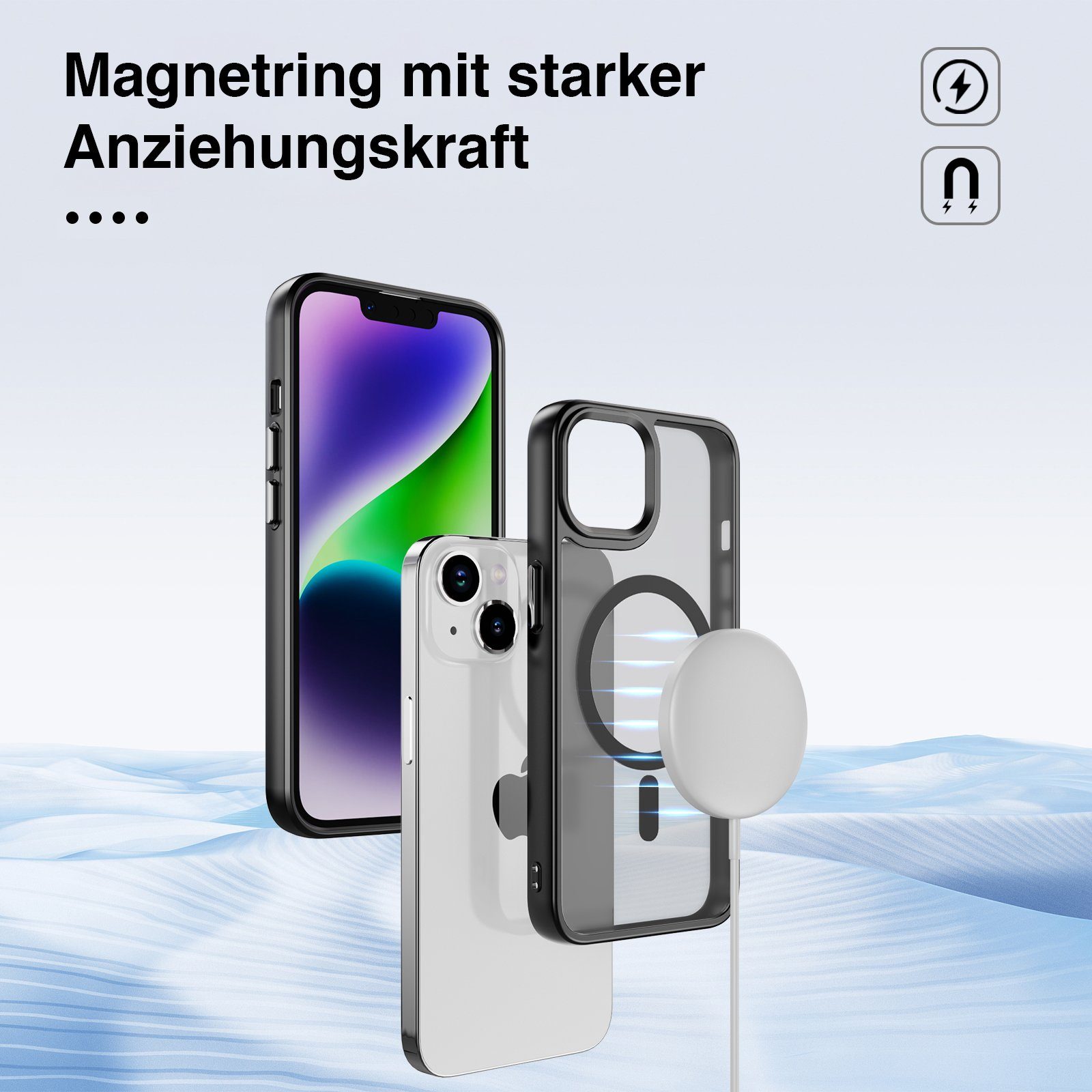 Tec-Expert Handyhülle Magnet Hülle für Apple iPhone 14 Plus 6.7 Zoll, 6.7, kompatibel zu Magsafe magnetisches Laden
